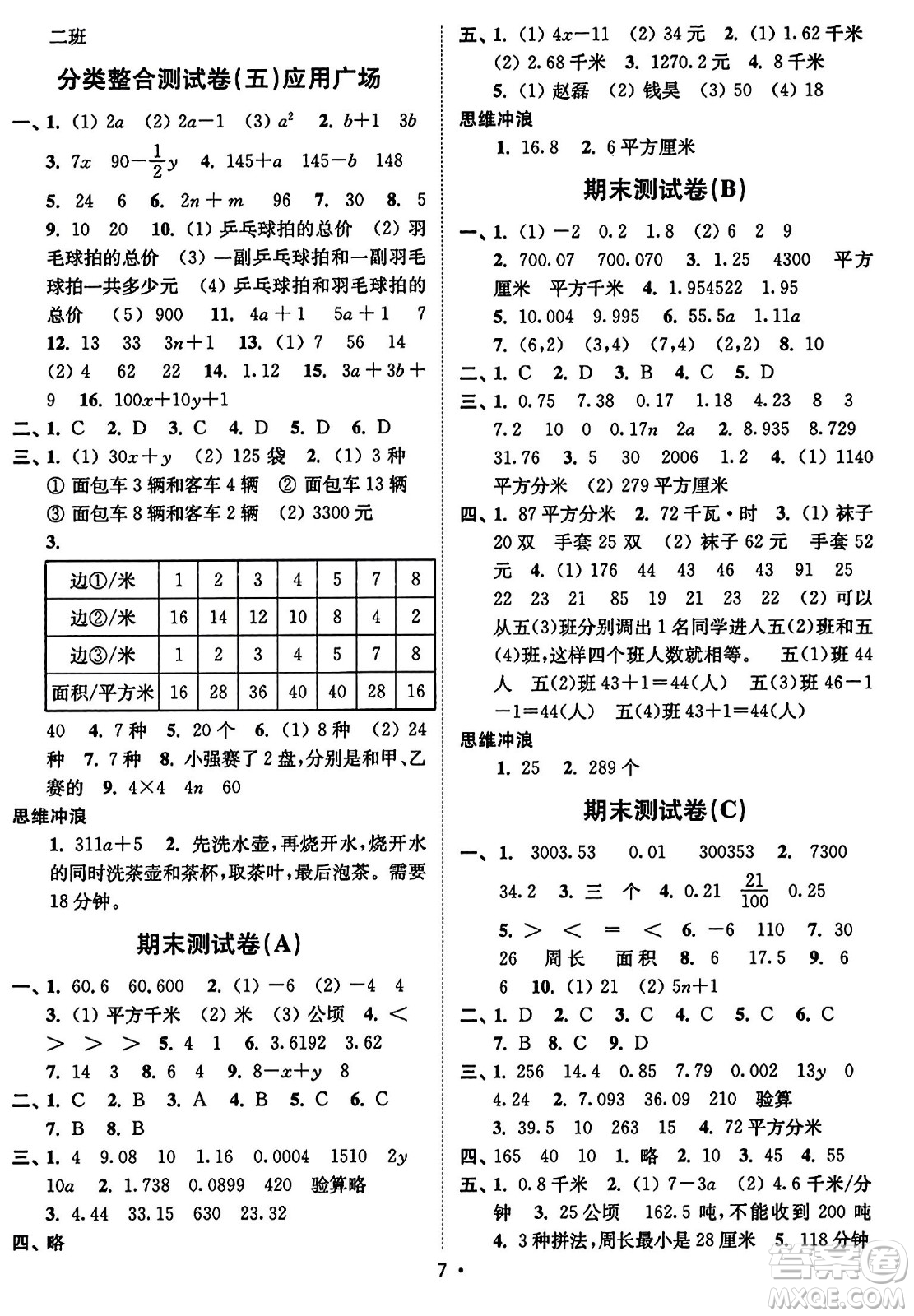 東南大學(xué)出版社2023年秋江蘇密卷五年級(jí)數(shù)學(xué)上冊(cè)江蘇版答案