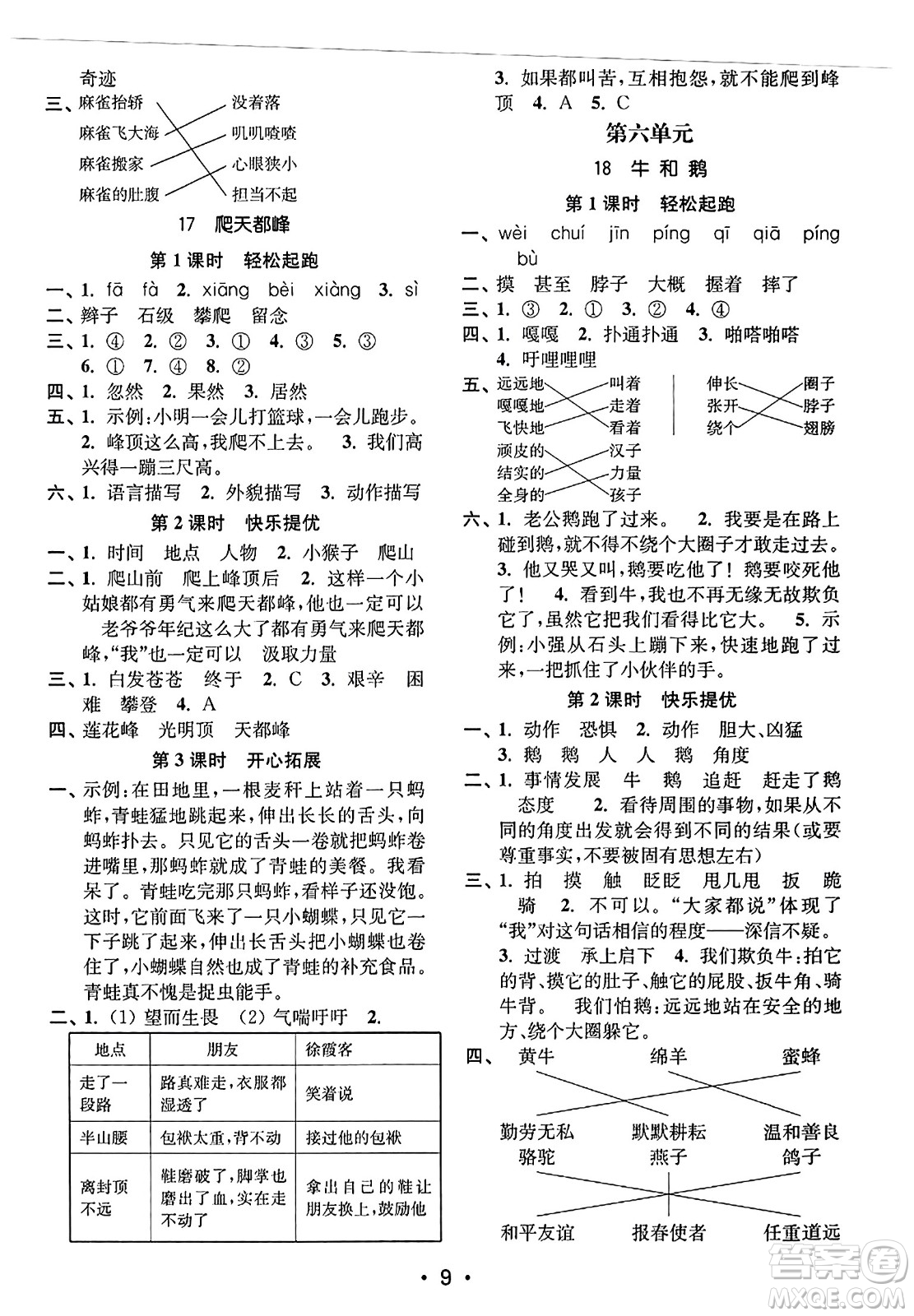 東南大學(xué)出版社2023年秋金3練四年級(jí)語文上冊(cè)全國(guó)版答案