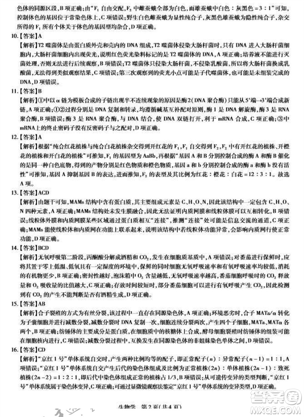 江西省穩(wěn)派2024屆高三11月一輪總復(fù)習(xí)調(diào)研測(cè)試生物試題答案