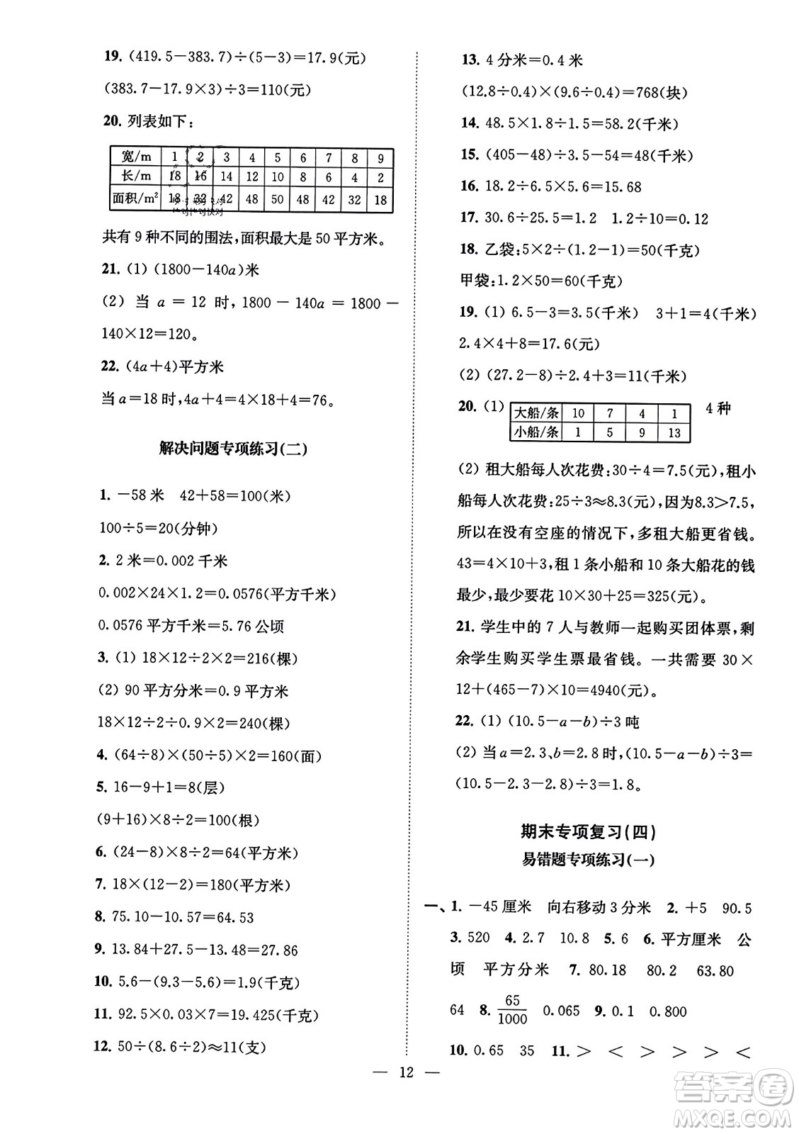 江蘇鳳凰美術(shù)出版社2023年秋超能學(xué)典各地期末試卷精選五年級數(shù)學(xué)上冊江蘇版答案