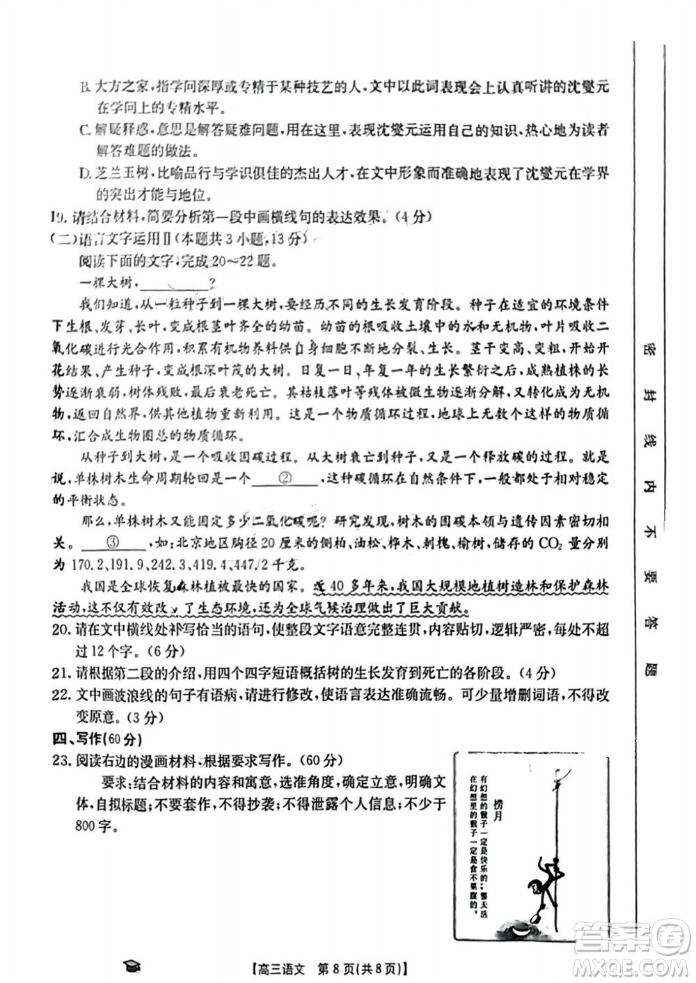 2024屆金太陽高三上學期11月聯(lián)考語文24-138C試題答案