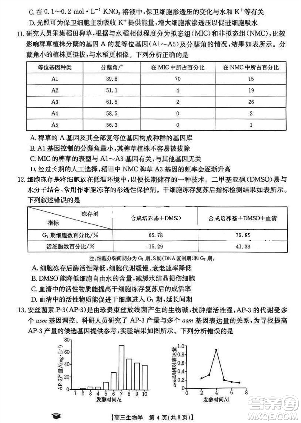 2024屆福建金太陽高三上學期11月16號聯(lián)考生物參考答案