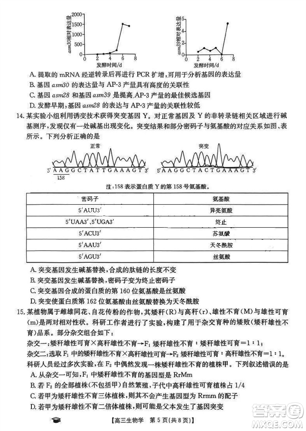 2024屆福建金太陽高三上學期11月16號聯(lián)考生物參考答案