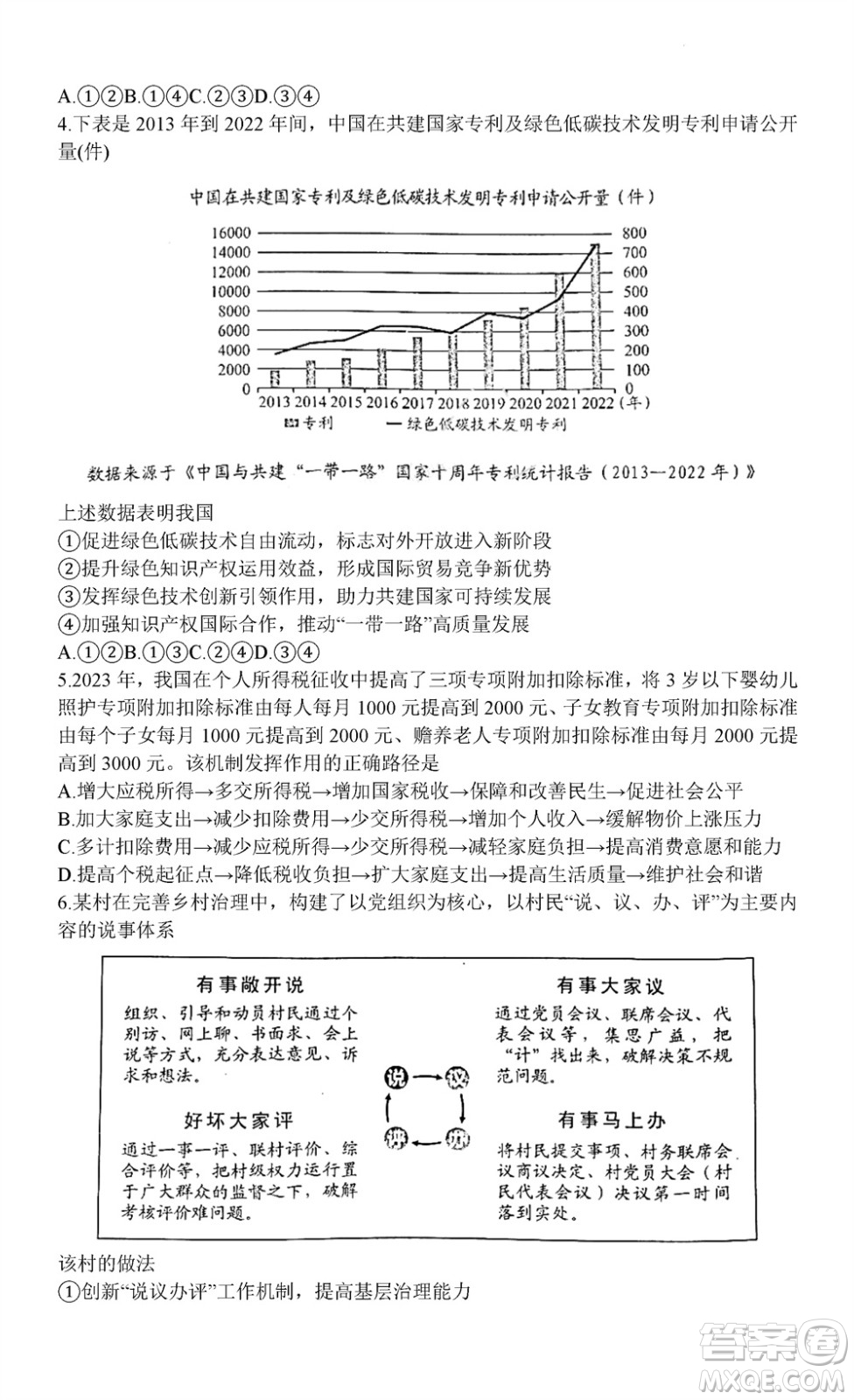 貴陽市2023年普通高中高三年級(jí)上學(xué)期11月質(zhì)量監(jiān)測(cè)試卷政治答案