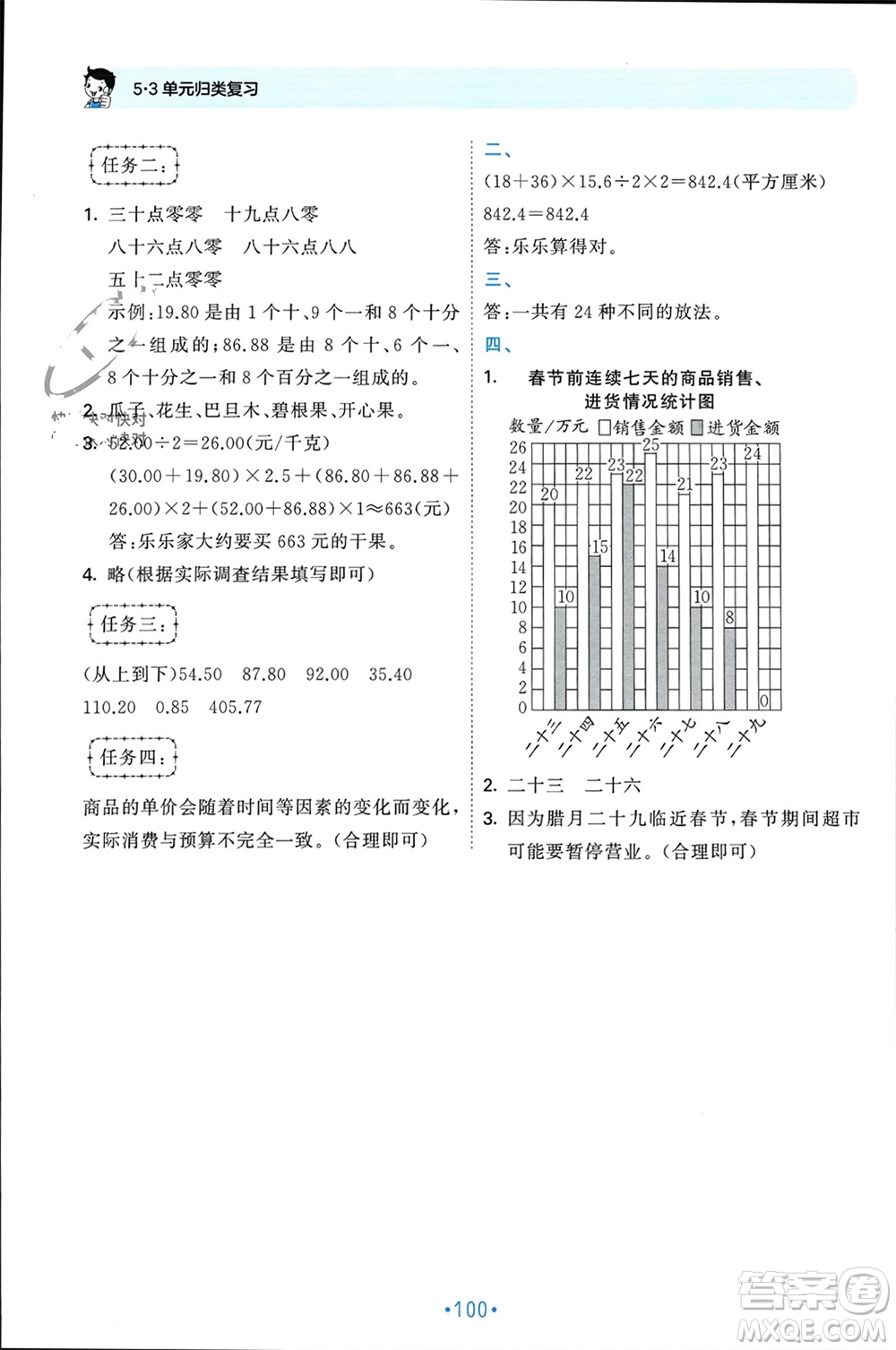 首都師范大學(xué)出版社2023年秋53單元歸類復(fù)習(xí)五年級數(shù)學(xué)上冊蘇教版參考答案