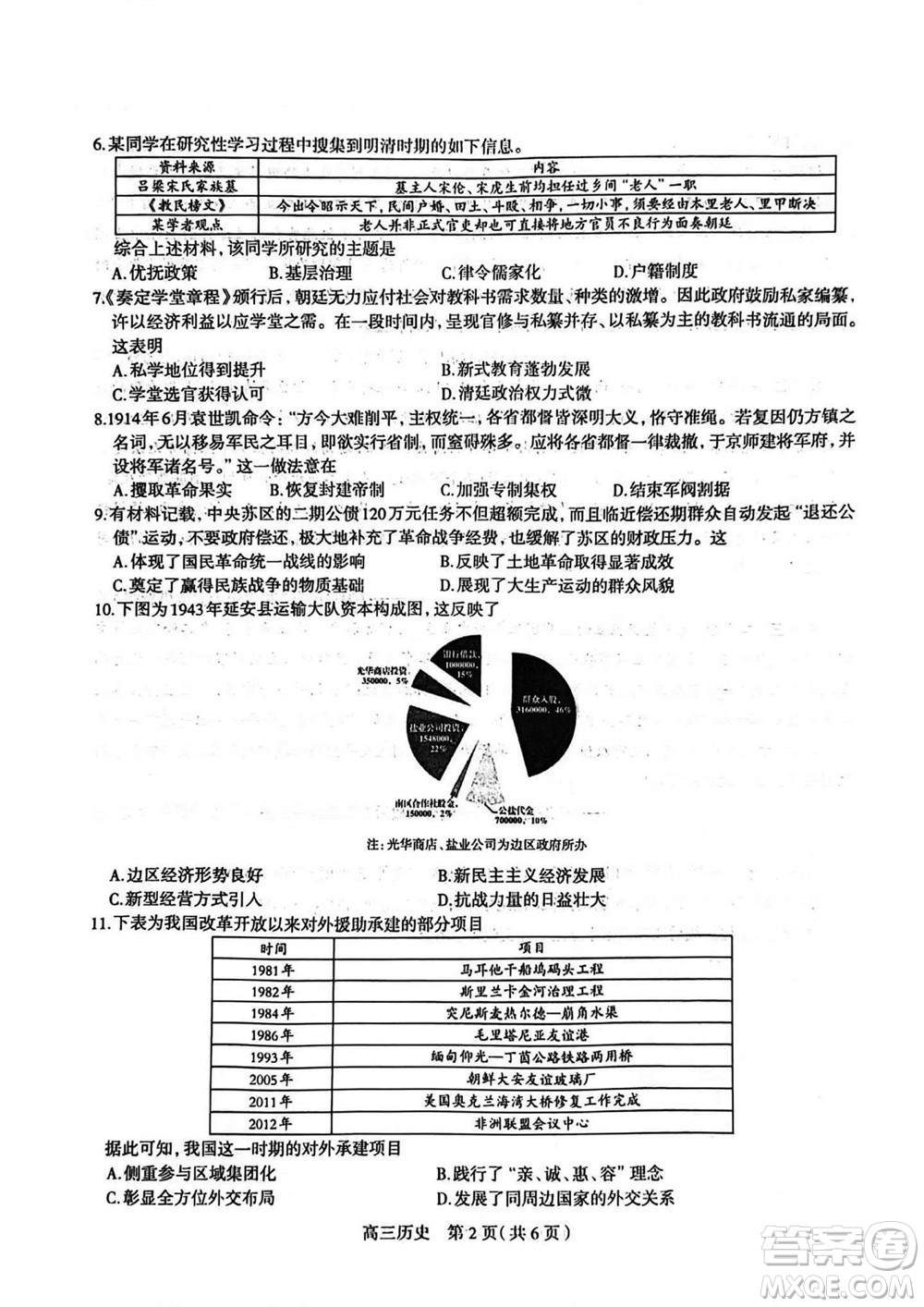 石家莊市2024屆高三上學(xué)期11月教學(xué)質(zhì)量摸底檢測(cè)歷史答案