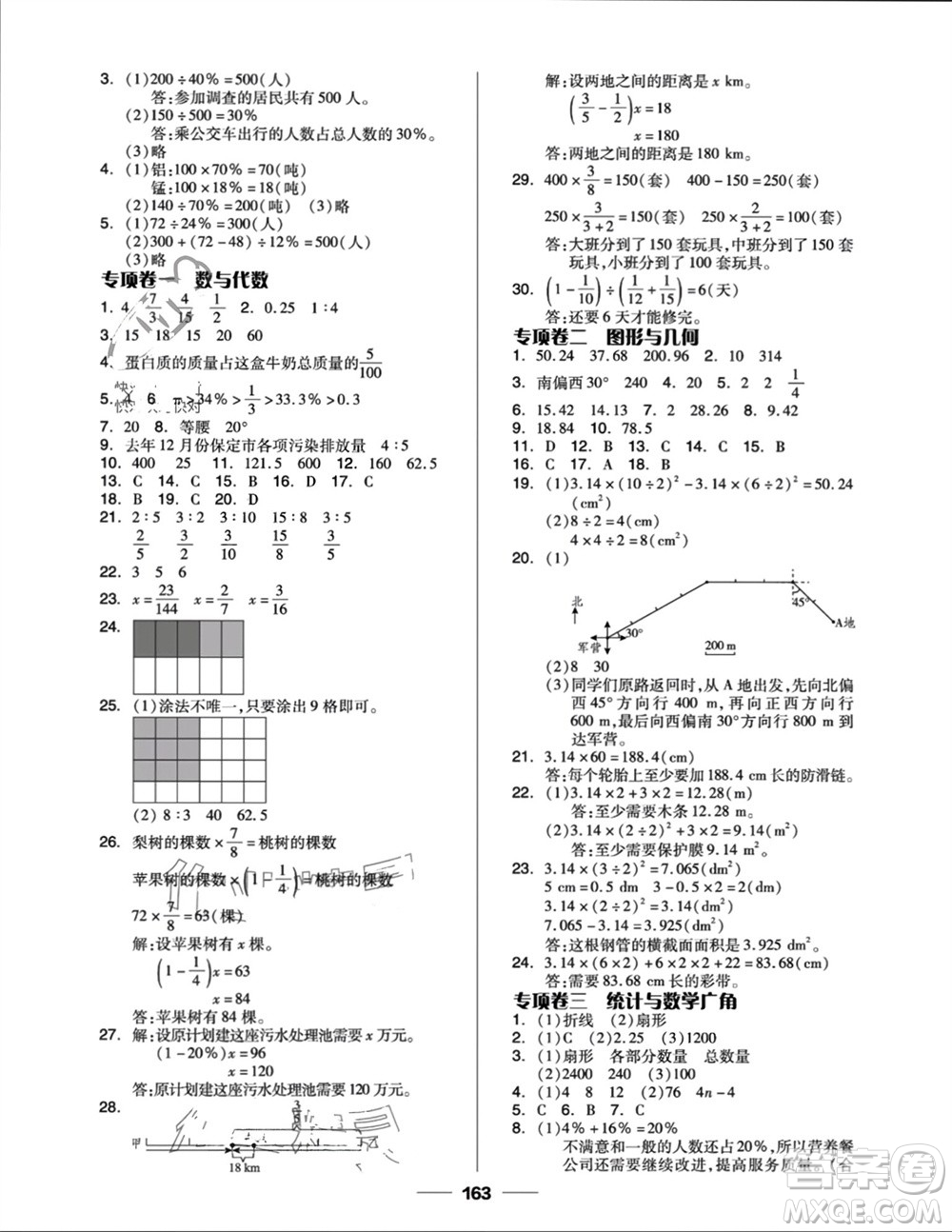 山東科學(xué)技術(shù)出版社2023年秋新思維伴你學(xué)六年級(jí)數(shù)學(xué)上冊(cè)人教版參考答案