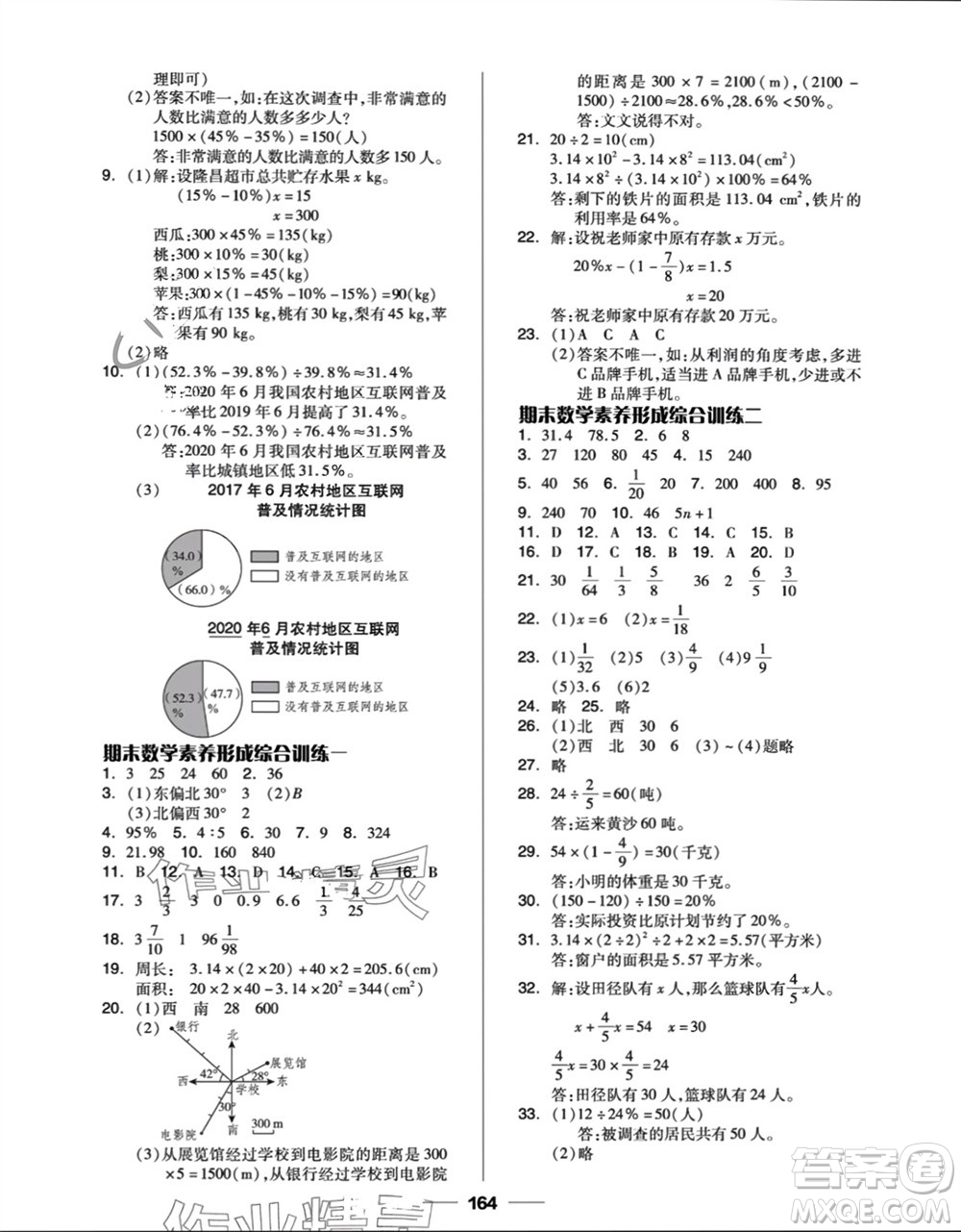 山東科學(xué)技術(shù)出版社2023年秋新思維伴你學(xué)六年級(jí)數(shù)學(xué)上冊(cè)人教版參考答案