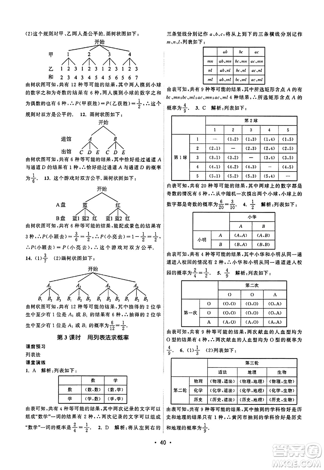 江蘇人民出版社2023年秋課時提優(yōu)計劃作業(yè)本九年級數(shù)學上冊蘇科版答案