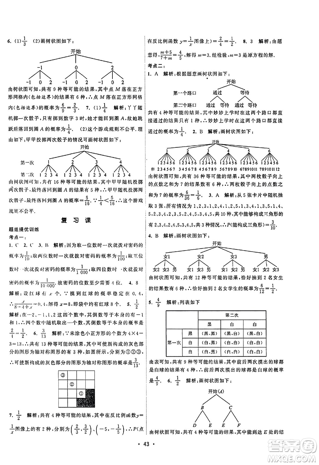 江蘇人民出版社2023年秋課時提優(yōu)計劃作業(yè)本九年級數(shù)學上冊蘇科版答案