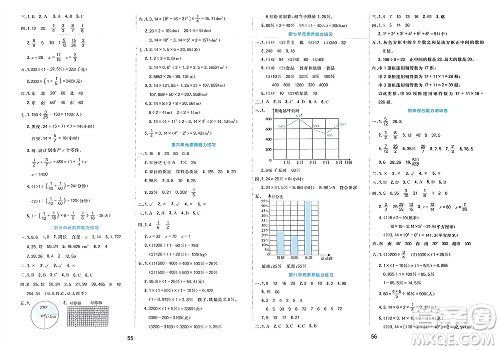 天津人民出版社2023年秋大白皮課堂練習(xí)六年級數(shù)學(xué)上冊人教版參考答案