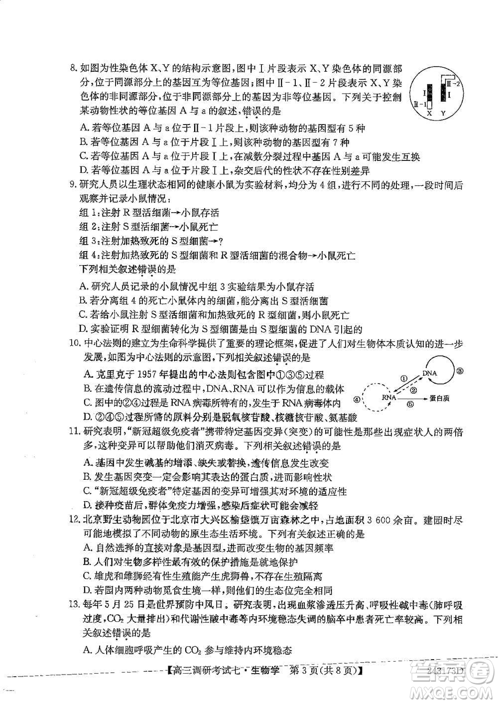 2024屆高三上學期11月TOP二十名校調(diào)研考試七生物參考答案