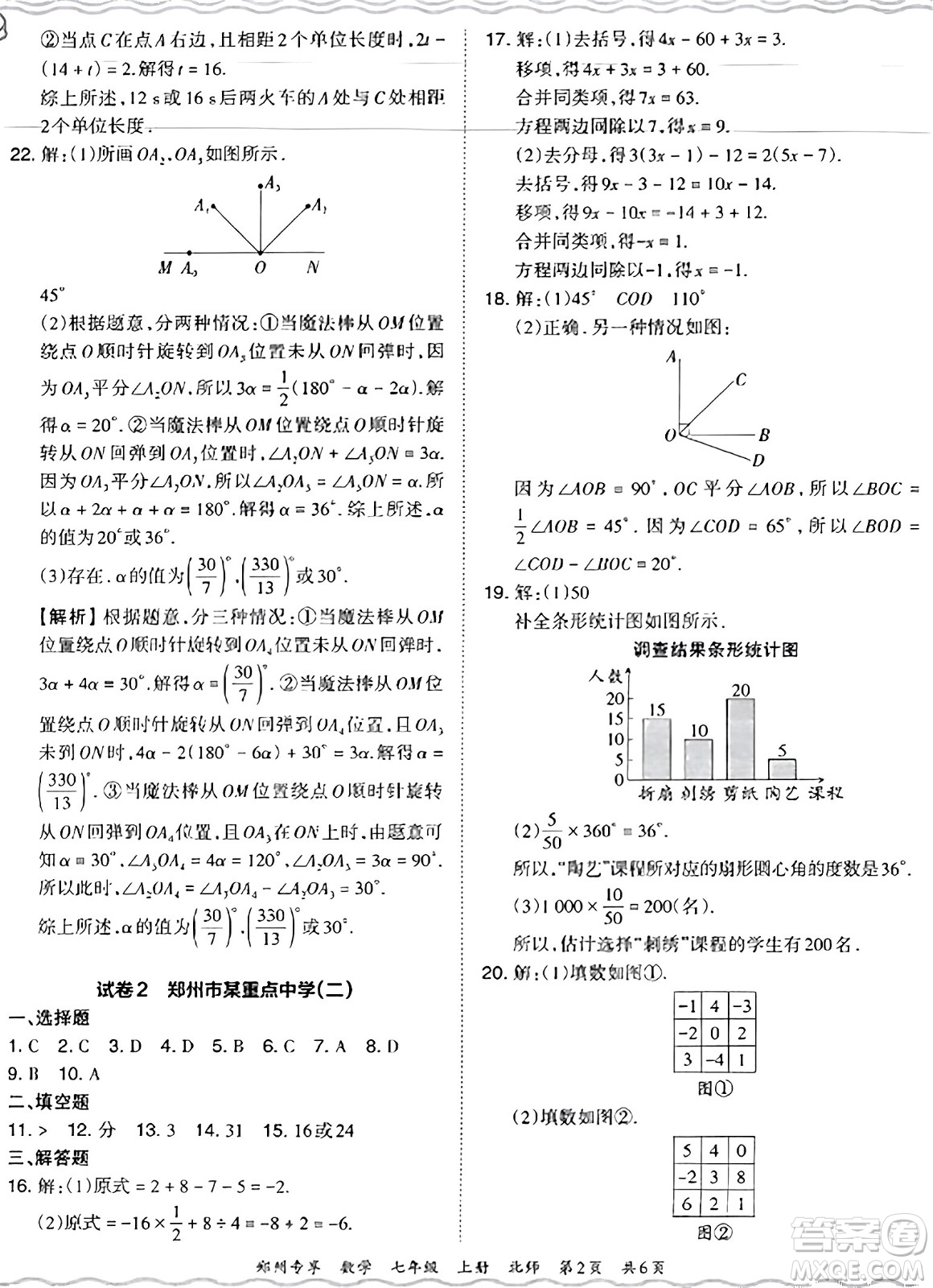 江西人民出版社2023年秋王朝霞期末真題精編七年級(jí)數(shù)學(xué)上冊(cè)北師大版河南專版答案