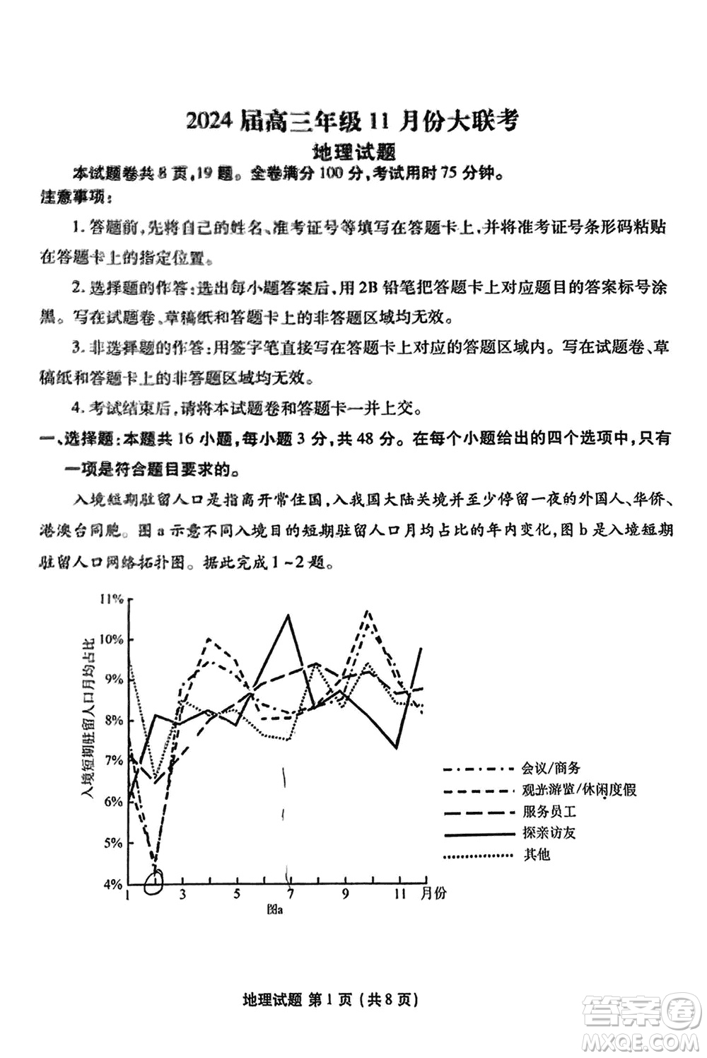 廣東衡水金卷2024屆高三上學(xué)期11月聯(lián)考地理參考答案