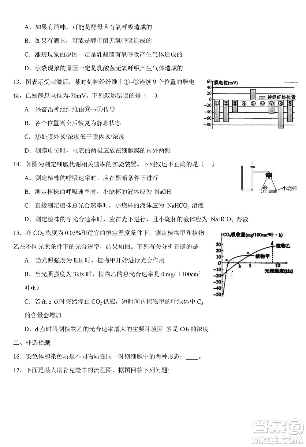 重慶烏江新高考協(xié)作體2024屆高三上學(xué)期12月期中學(xué)業(yè)質(zhì)量聯(lián)合調(diào)研抽測(cè)生物答案