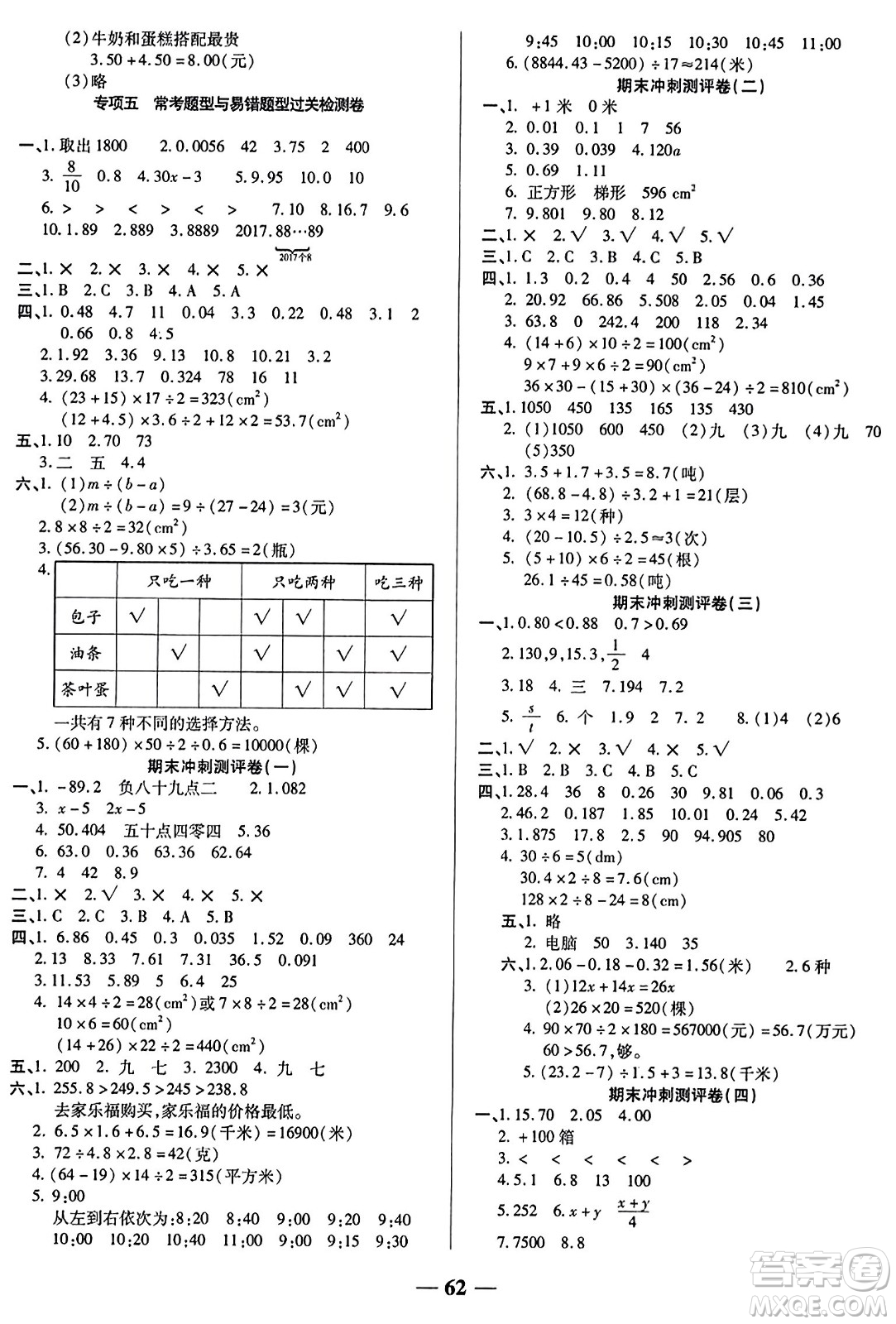 天津科學(xué)技術(shù)出版社2023年秋期末沖刺優(yōu)選卷五年級(jí)數(shù)學(xué)上冊(cè)蘇教版答案