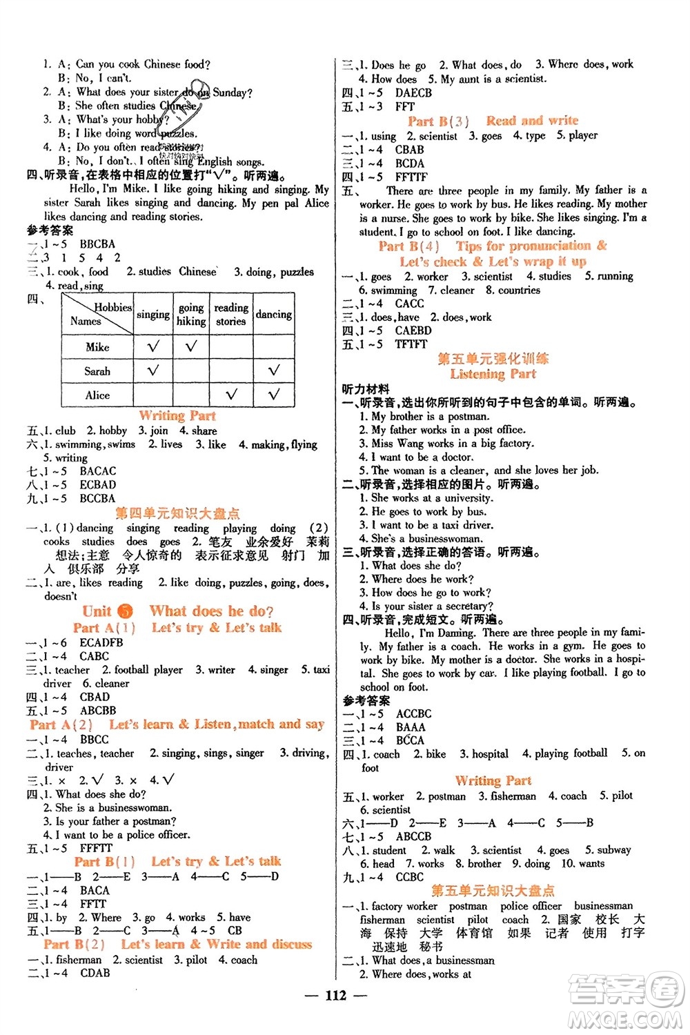 四川大學(xué)出版社2023年秋課堂點睛六年級英語上冊人教版參考答案