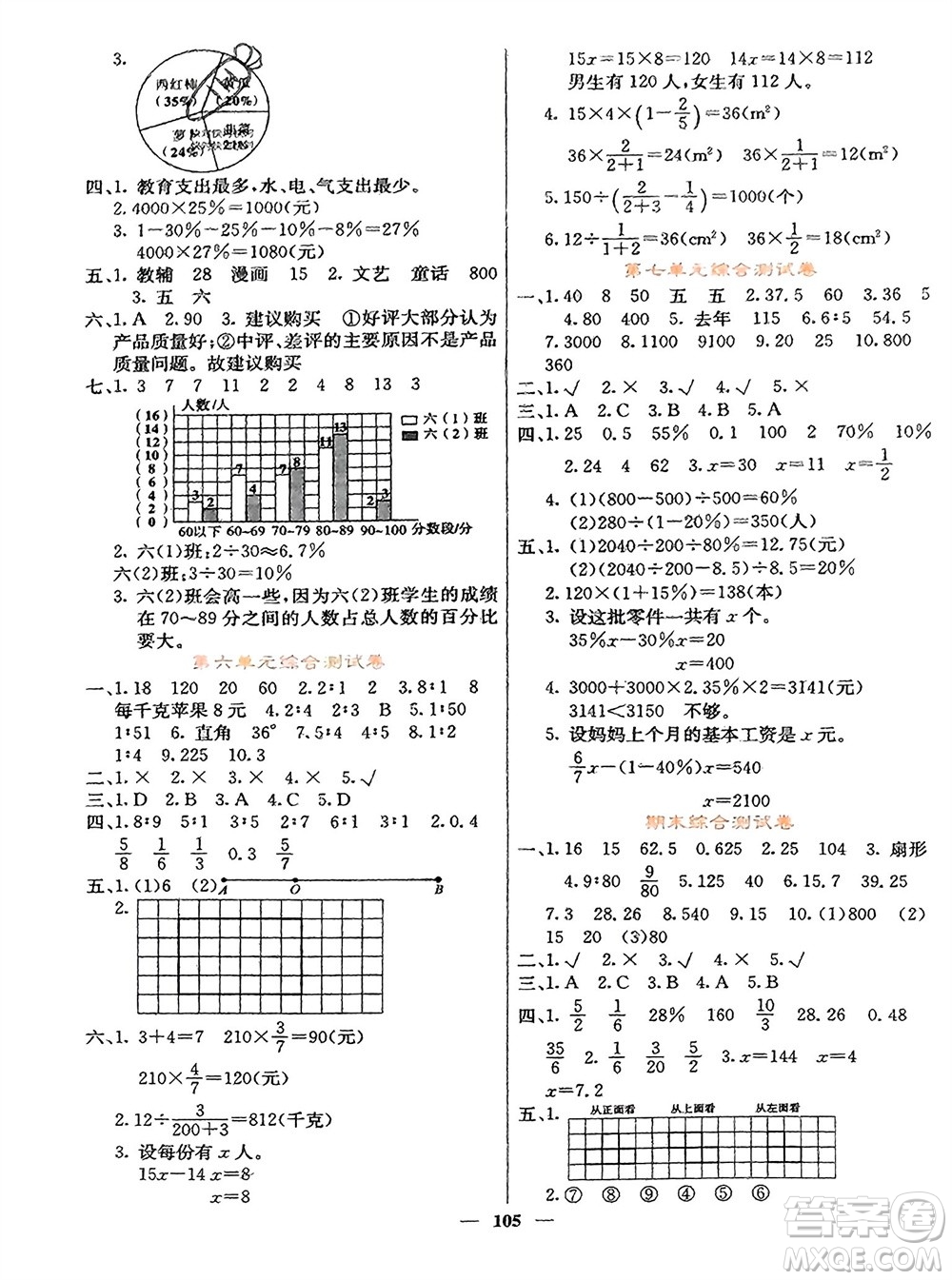 四川大學(xué)出版社2023年秋課堂點(diǎn)睛六年級(jí)數(shù)學(xué)上冊(cè)北師大版參考答案