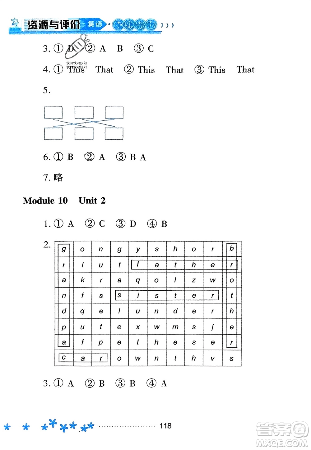 黑龍江教育出版社2023年秋資源與評(píng)價(jià)一年級(jí)英語(yǔ)上冊(cè)外研版參考答案