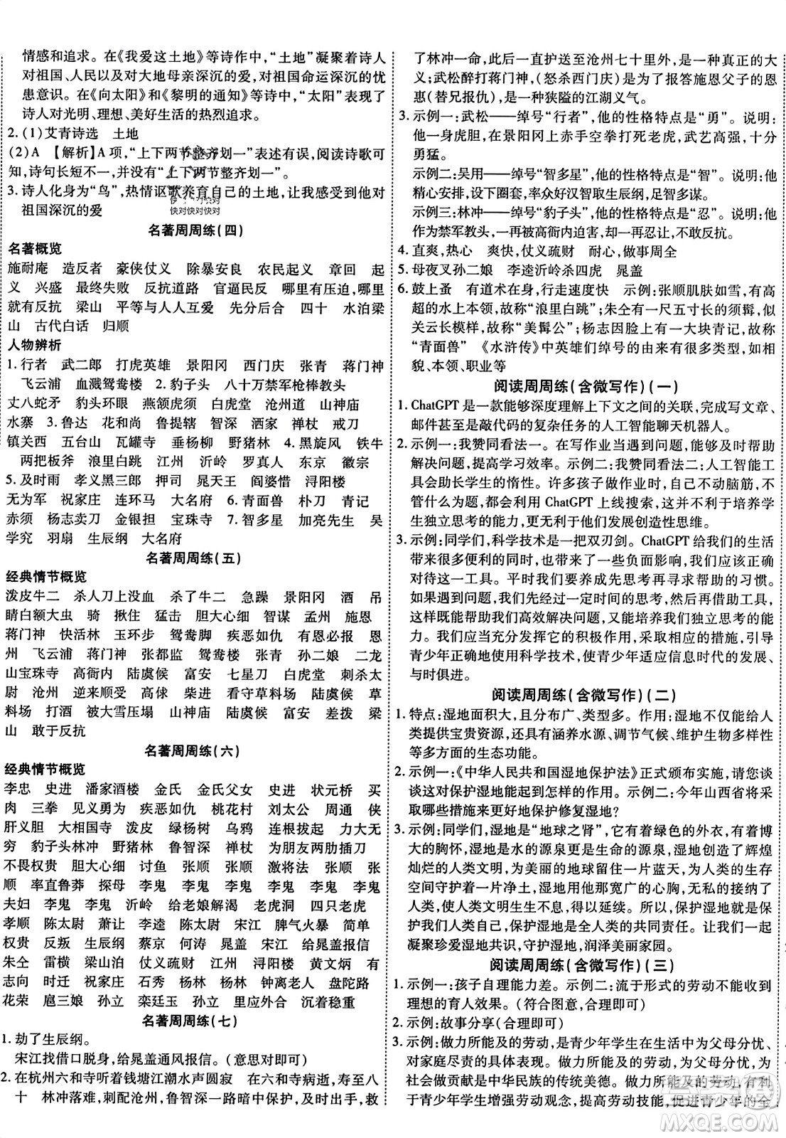 延邊教育出版社2023年秋暢行課堂九年級語文上冊人教版答案