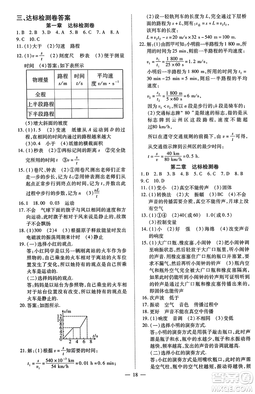 延邊教育出版社2023年秋暢行課堂八年級(jí)物理上冊(cè)人教版答案