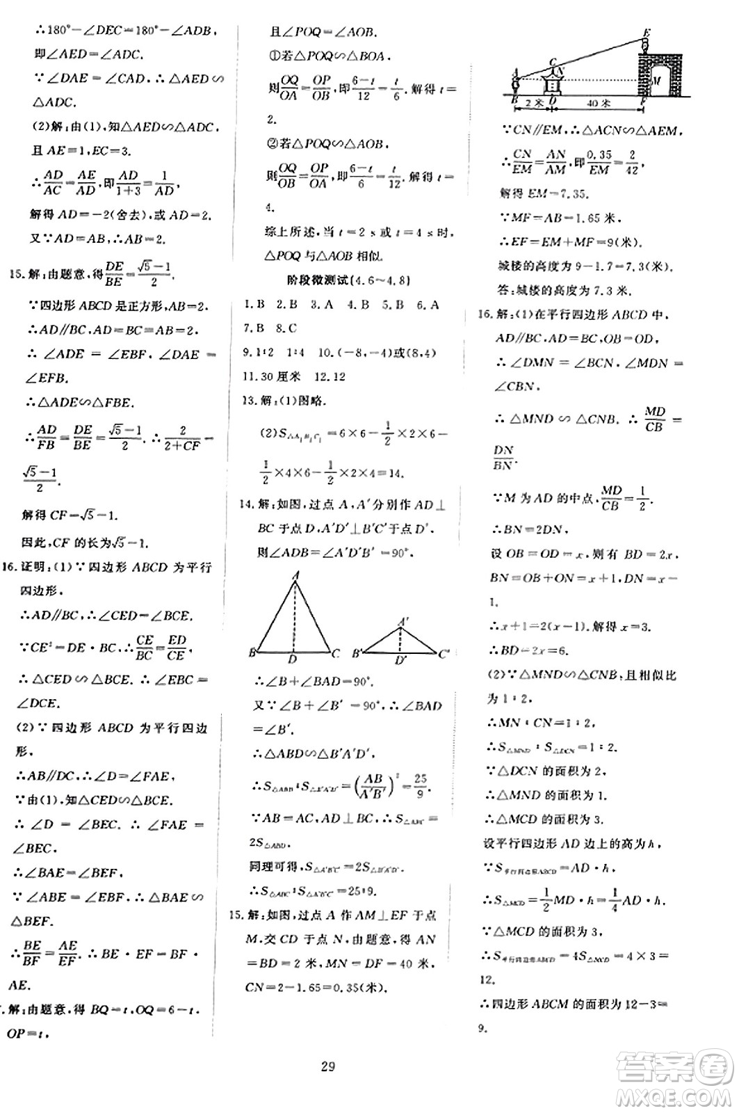 延邊教育出版社2023年秋暢行課堂九年級(jí)數(shù)學(xué)上冊(cè)北師大版答案