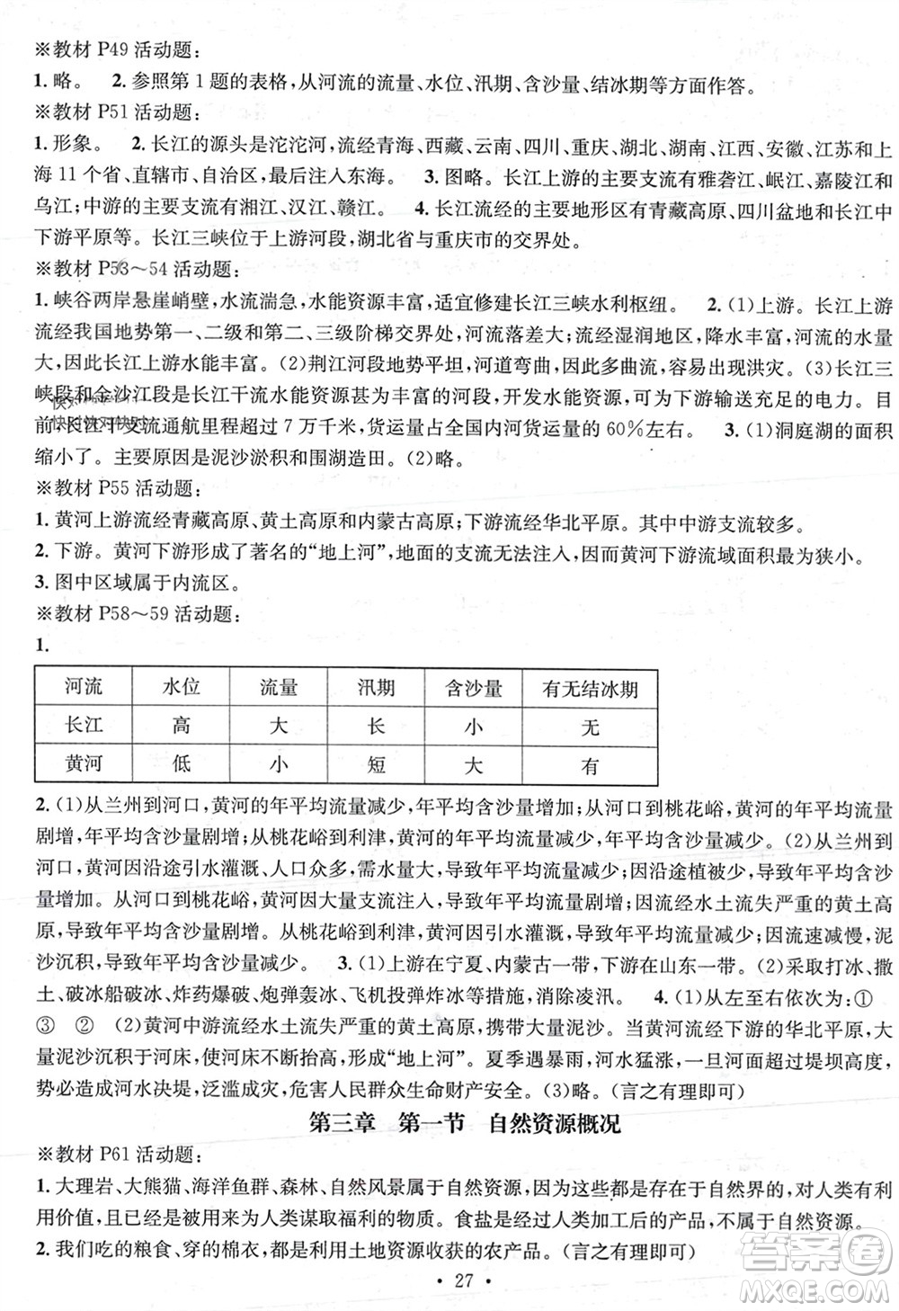 陽光出版社2023年秋精英新課堂三點分層作業(yè)八年級地理上冊湘教版參考答案