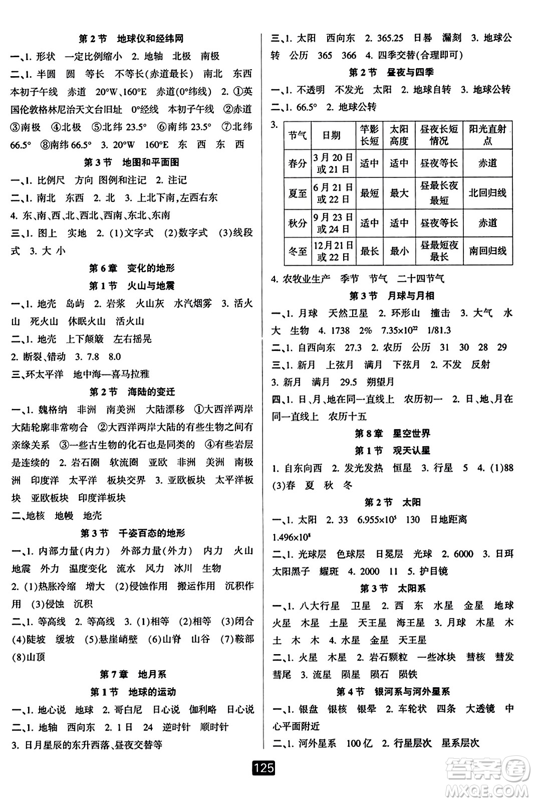 延邊人民出版社2023年秋勵(lì)耘書業(yè)勵(lì)耘新同步七年級科學(xué)上冊華師大版答案