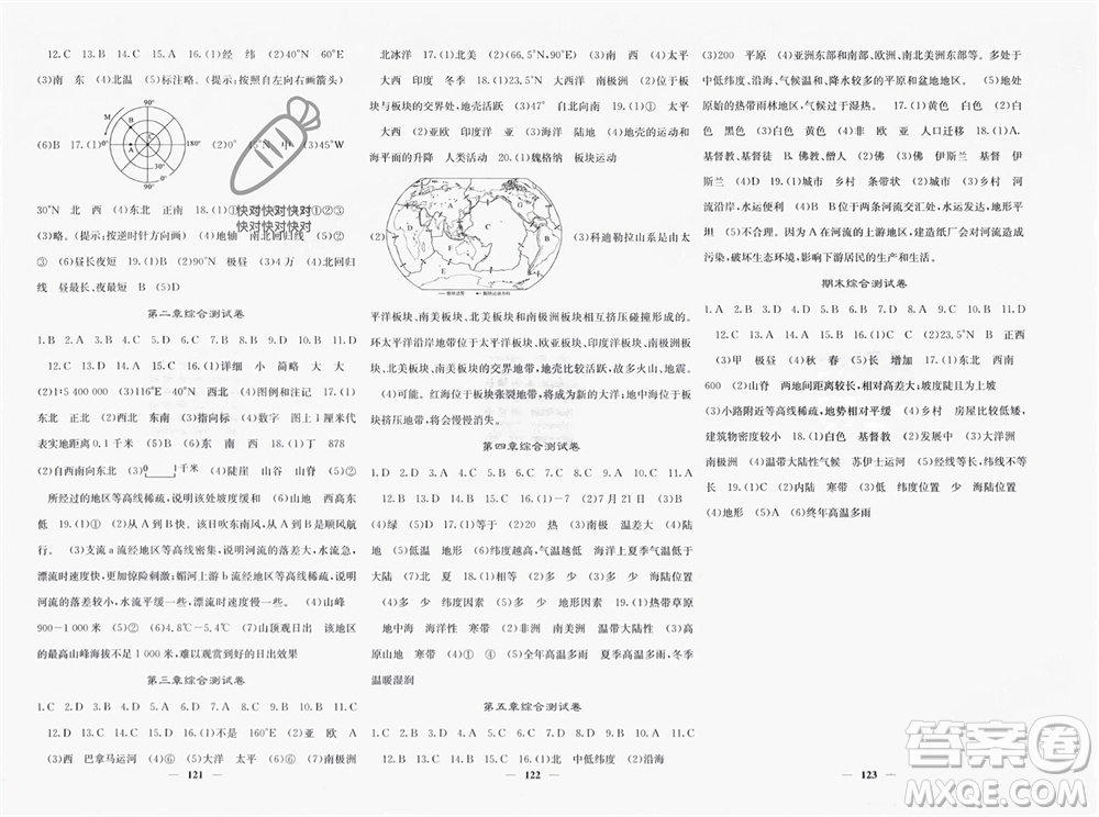 四川大學(xué)出版社2023年秋名校課堂內(nèi)外七年級(jí)地理上冊(cè)商務(wù)星球版參考答案