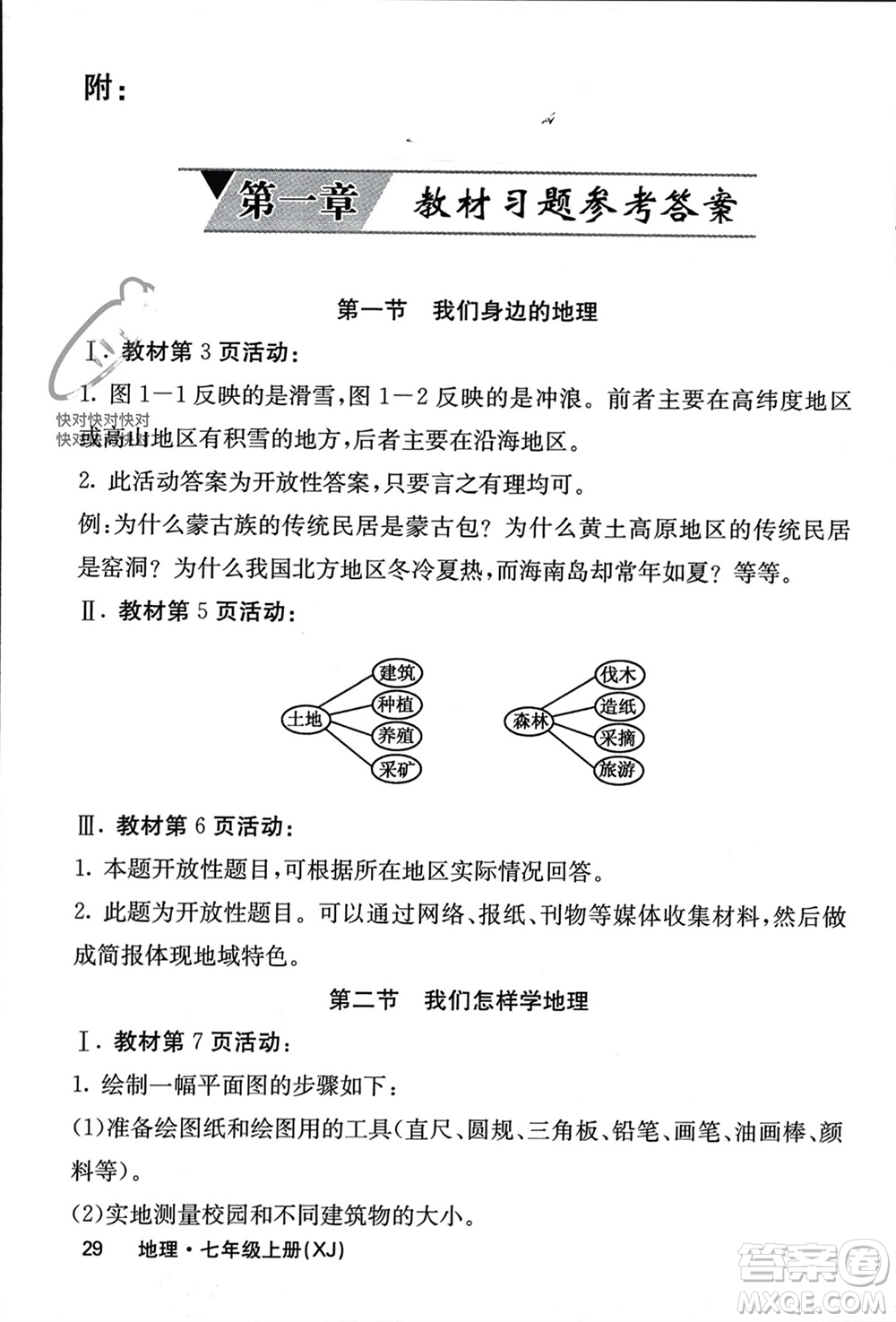 中華地圖學(xué)社2023年秋名校課堂內(nèi)外七年級(jí)地理上冊(cè)湘教版參考答案