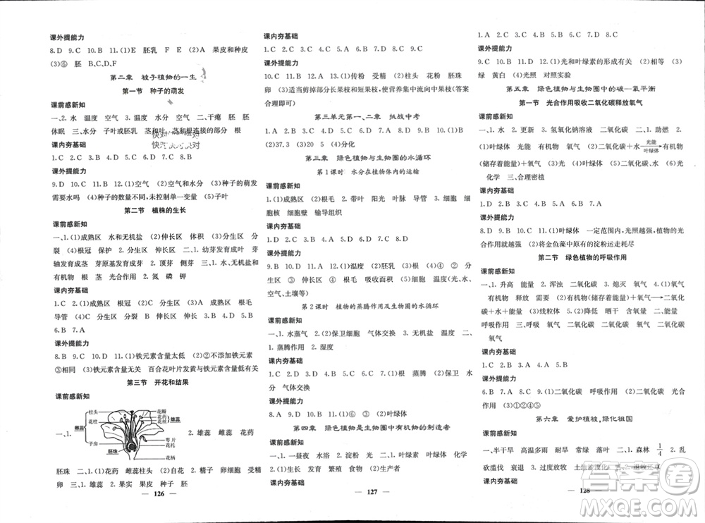 四川大學出版社2023年秋名校課堂內(nèi)外七年級生物上冊人教版參考答案