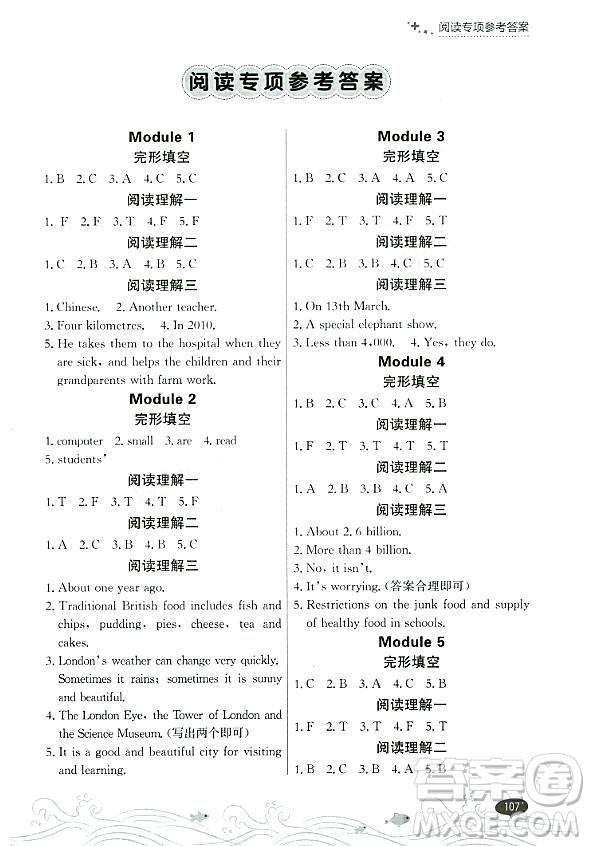 大連出版社2023年秋點(diǎn)石成金金牌每課通五年級(jí)英語(yǔ)上冊(cè)外研版答案