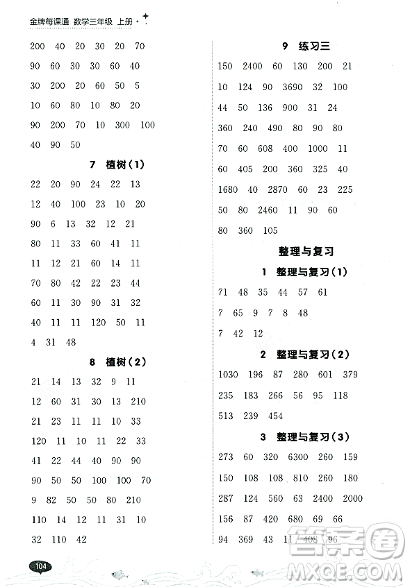 大連出版社2023年秋點(diǎn)石成金金牌每課通三年級(jí)數(shù)學(xué)上冊(cè)北師大版答案