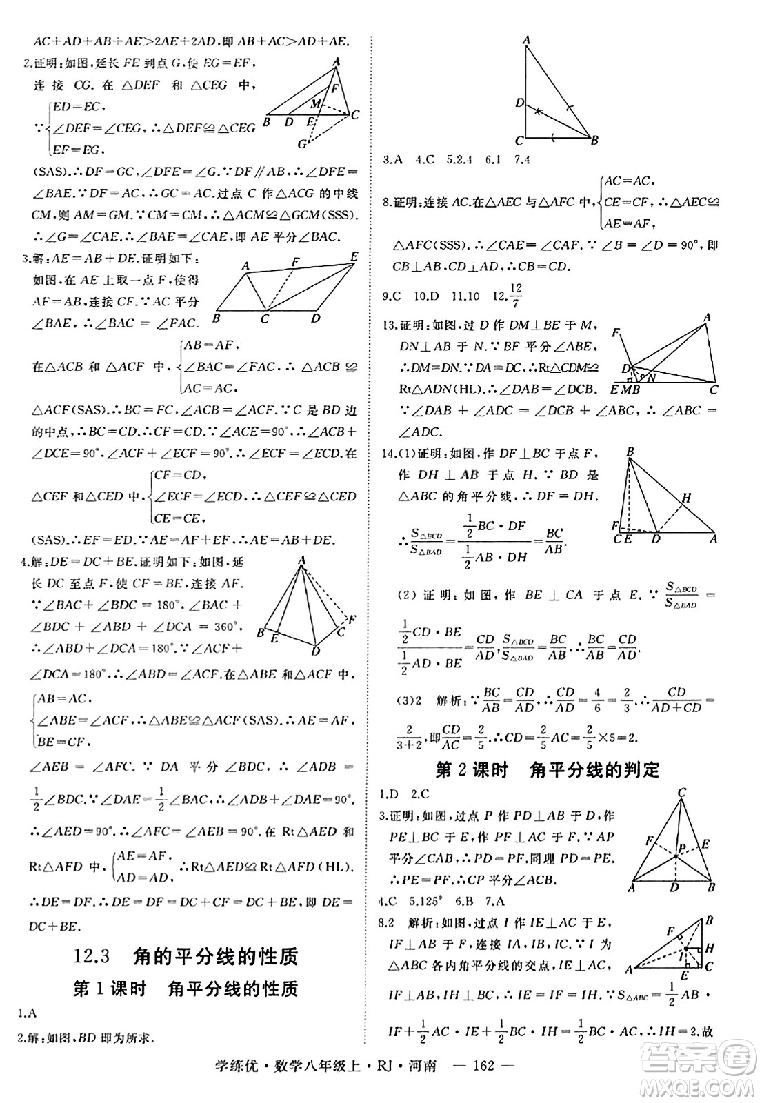 武漢出版社2023年秋學(xué)練優(yōu)八年級數(shù)學(xué)上冊人教版河南專版答案