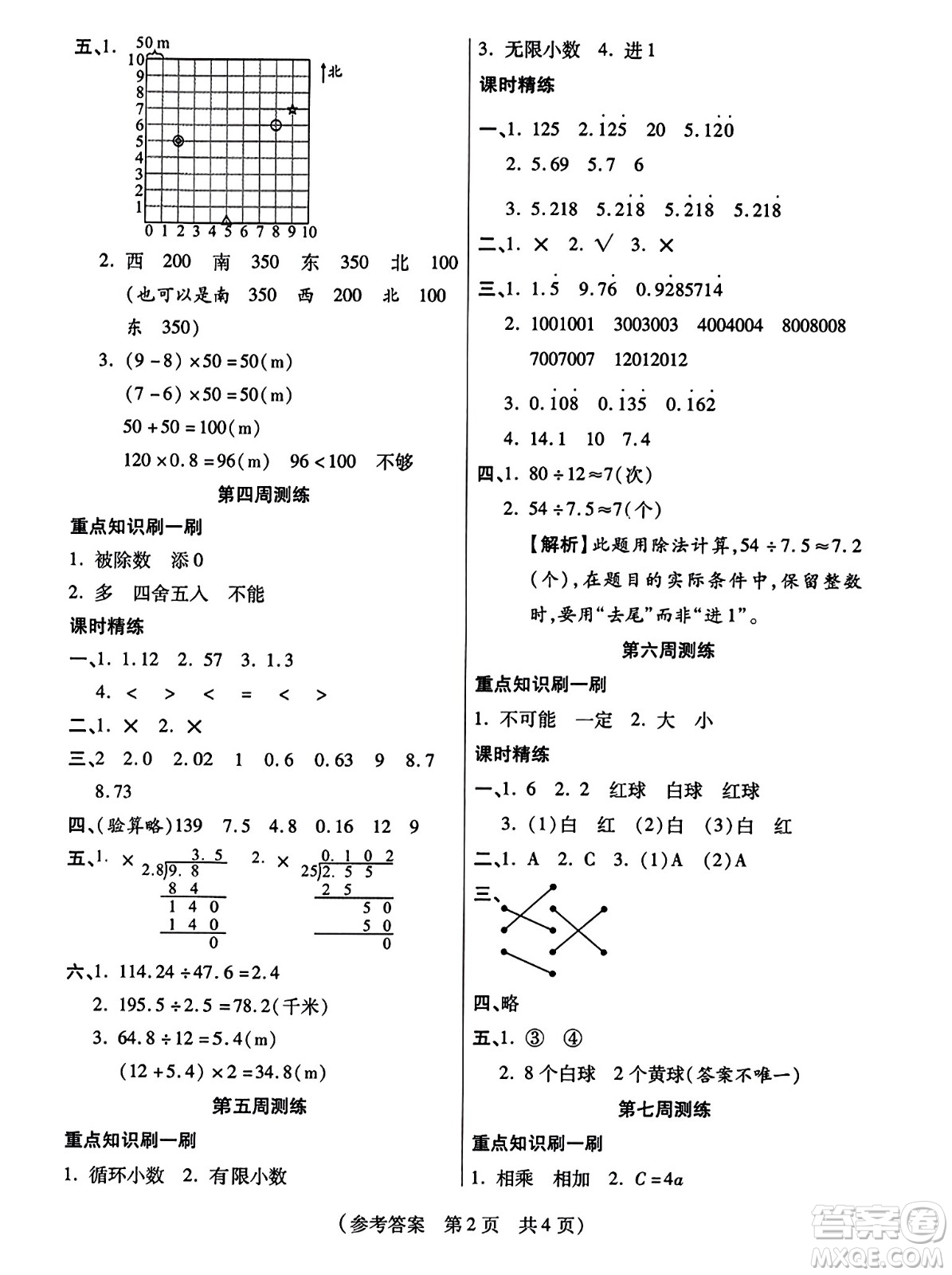 黑龍江美術(shù)出版社2023年秋黃岡金榜大考卷期末必刷五年級(jí)數(shù)學(xué)上冊(cè)人教版答案