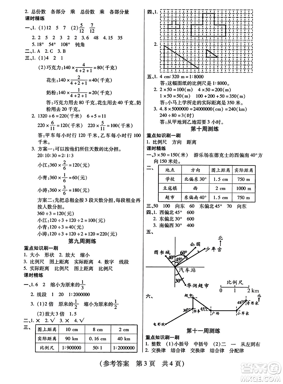 黑龍江美術(shù)出版社2023年秋黃岡金榜大考卷期末必刷六年級數(shù)學上冊西師版答案