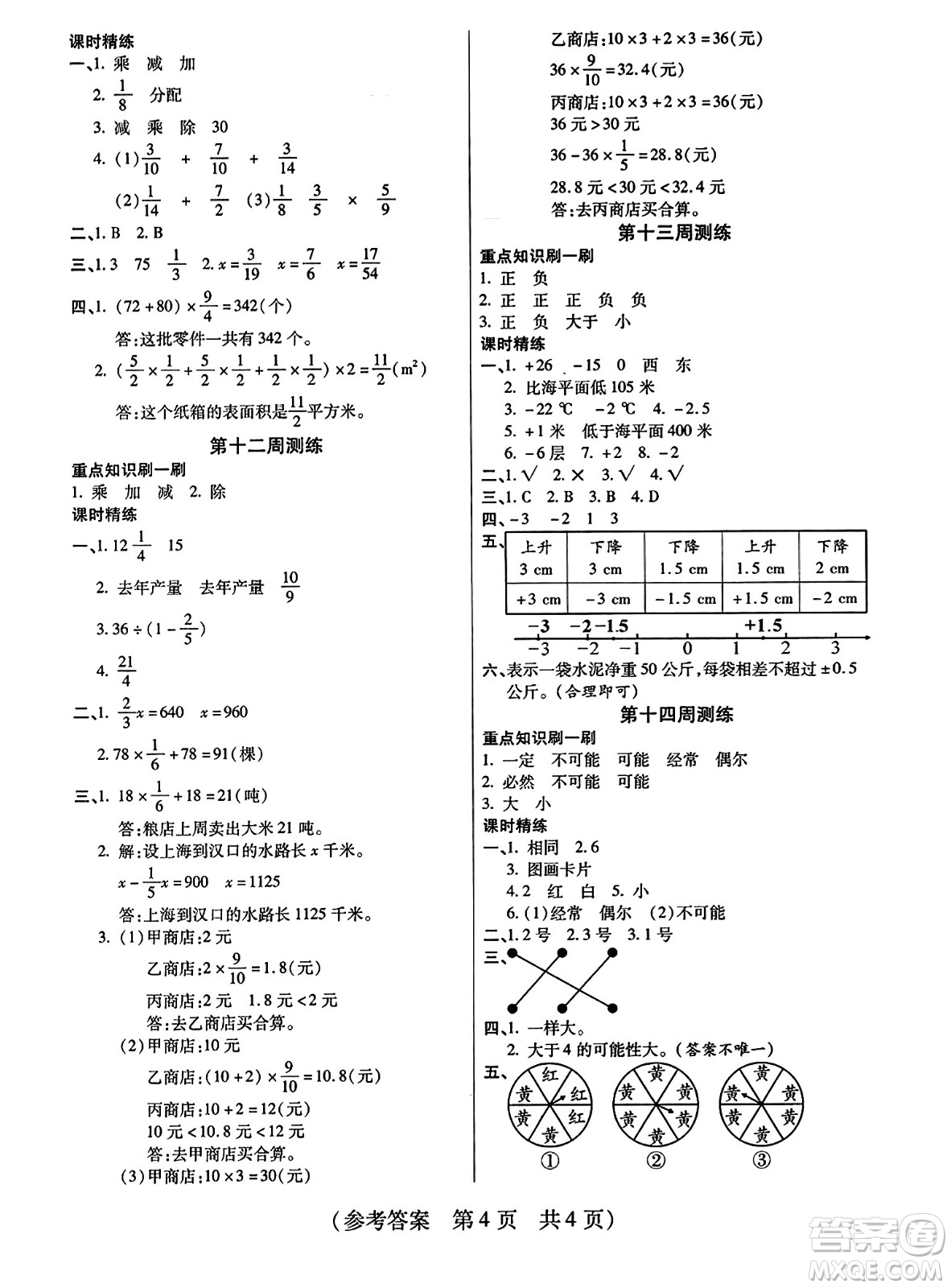 黑龍江美術(shù)出版社2023年秋黃岡金榜大考卷期末必刷六年級數(shù)學上冊西師版答案