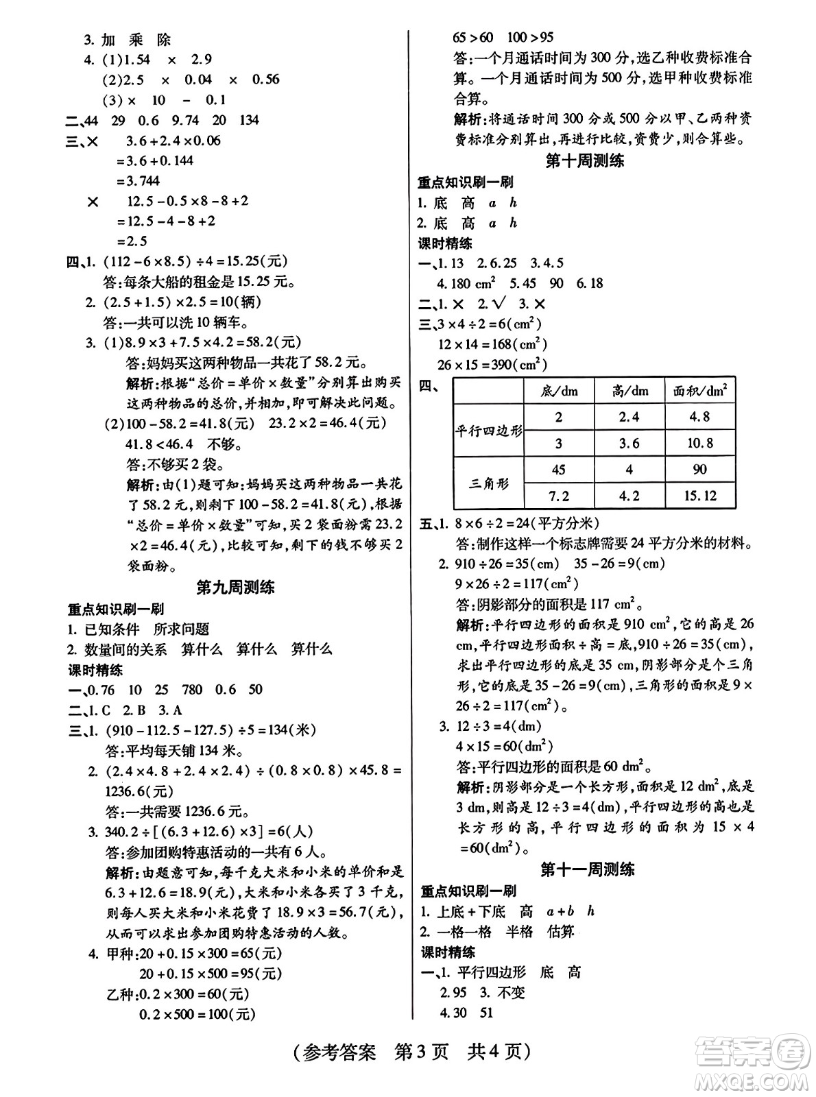 黑龍江美術(shù)出版社2023年秋黃岡金榜大考卷期末必刷五年級數(shù)學(xué)上冊西師版答案