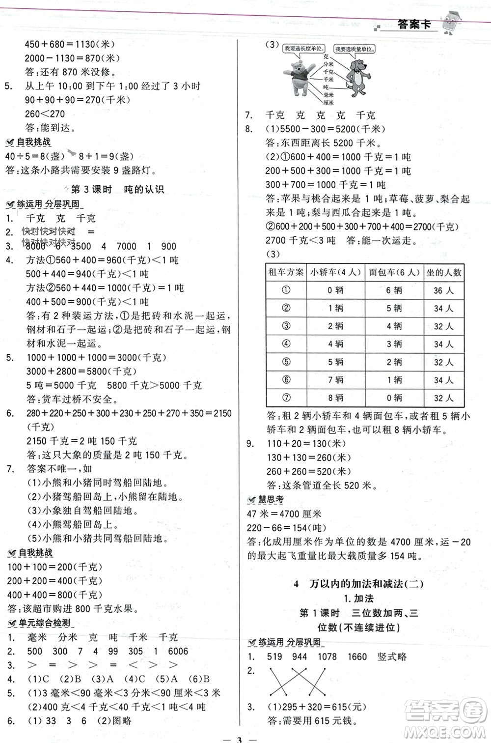 遼寧少年兒童出版社2023年秋世紀金榜金榜大講堂全彩筆記三年級數(shù)學上冊通用版參考答案