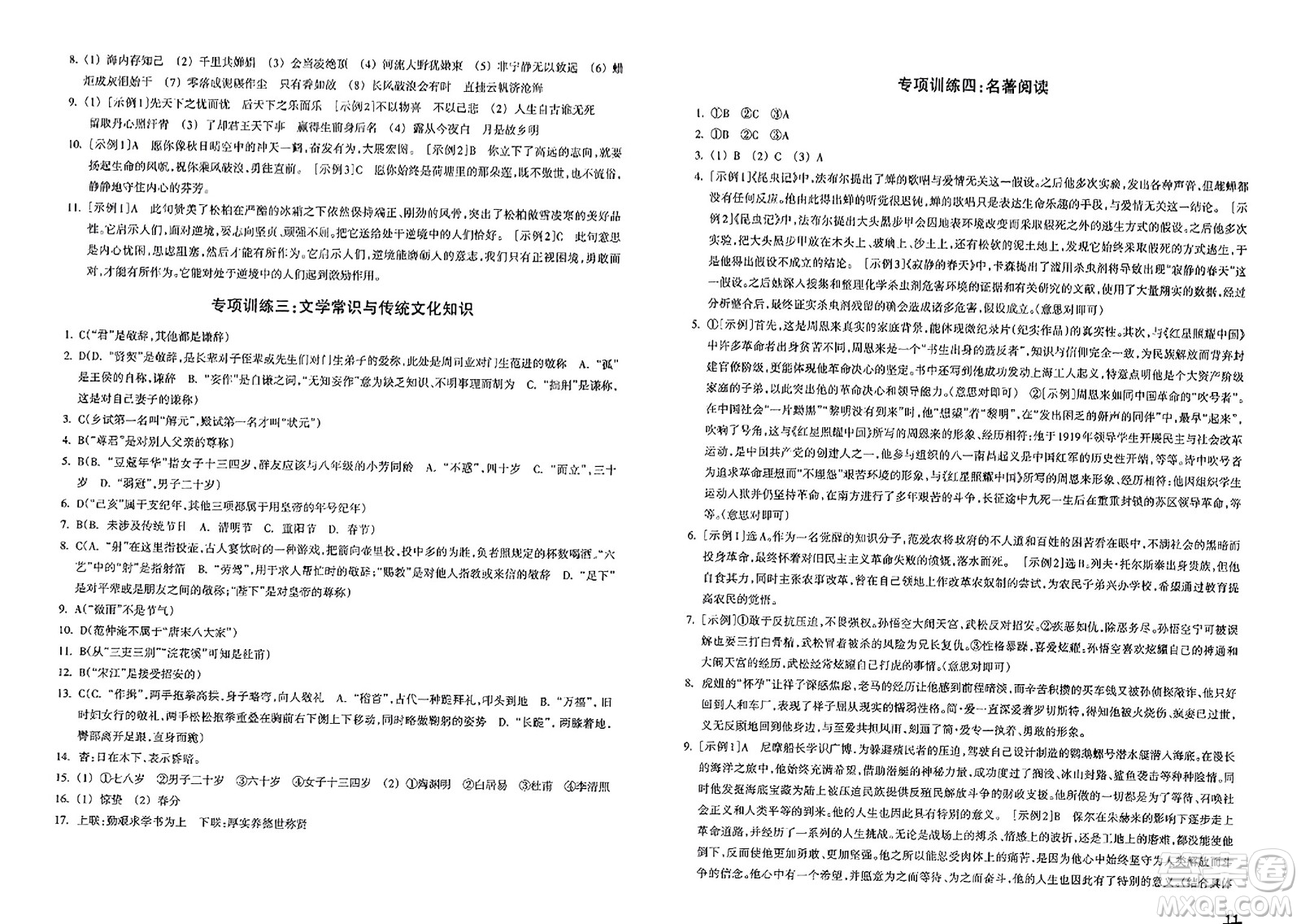 浙江教育出版社2023年秋鞏固與提高九年級(jí)語(yǔ)文上冊(cè)通用版答案