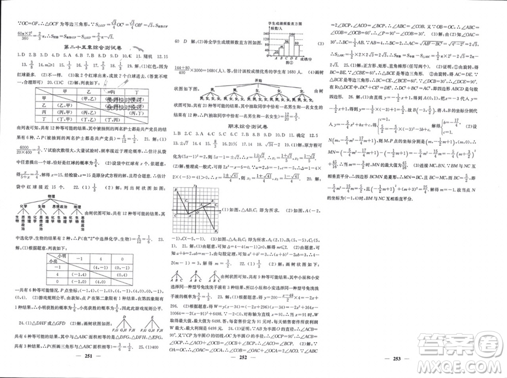 四川大學(xué)出版社2023年秋名校課堂內(nèi)外九年級(jí)數(shù)學(xué)上冊(cè)人教版參考答案