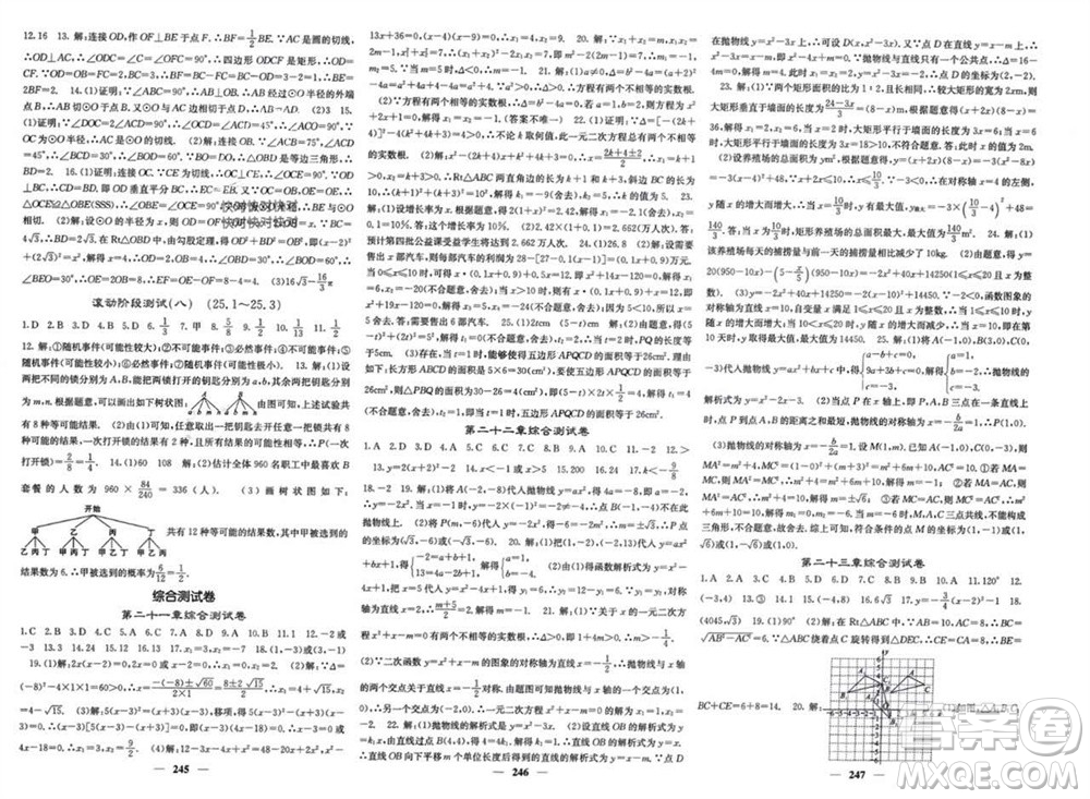 四川大學(xué)出版社2023年秋名校課堂內(nèi)外九年級(jí)數(shù)學(xué)上冊(cè)人教版參考答案