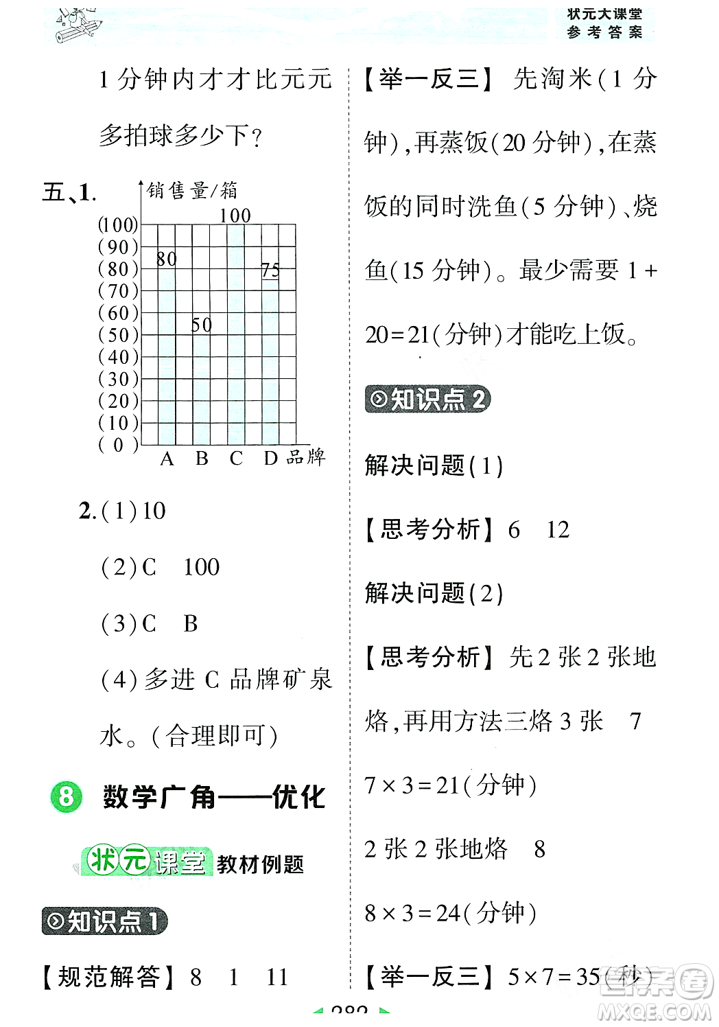 武漢出版社2023年秋狀元成才路狀元大課堂四年級數(shù)學(xué)上冊人教版答案