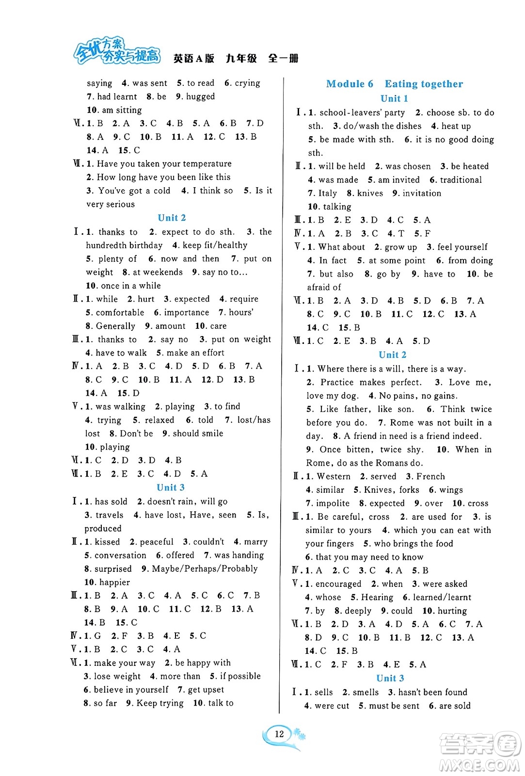 華東師范大學(xué)出版社2023年秋全優(yōu)方案夯實(shí)與提高九年級(jí)英語全一冊(cè)外研版A版答案