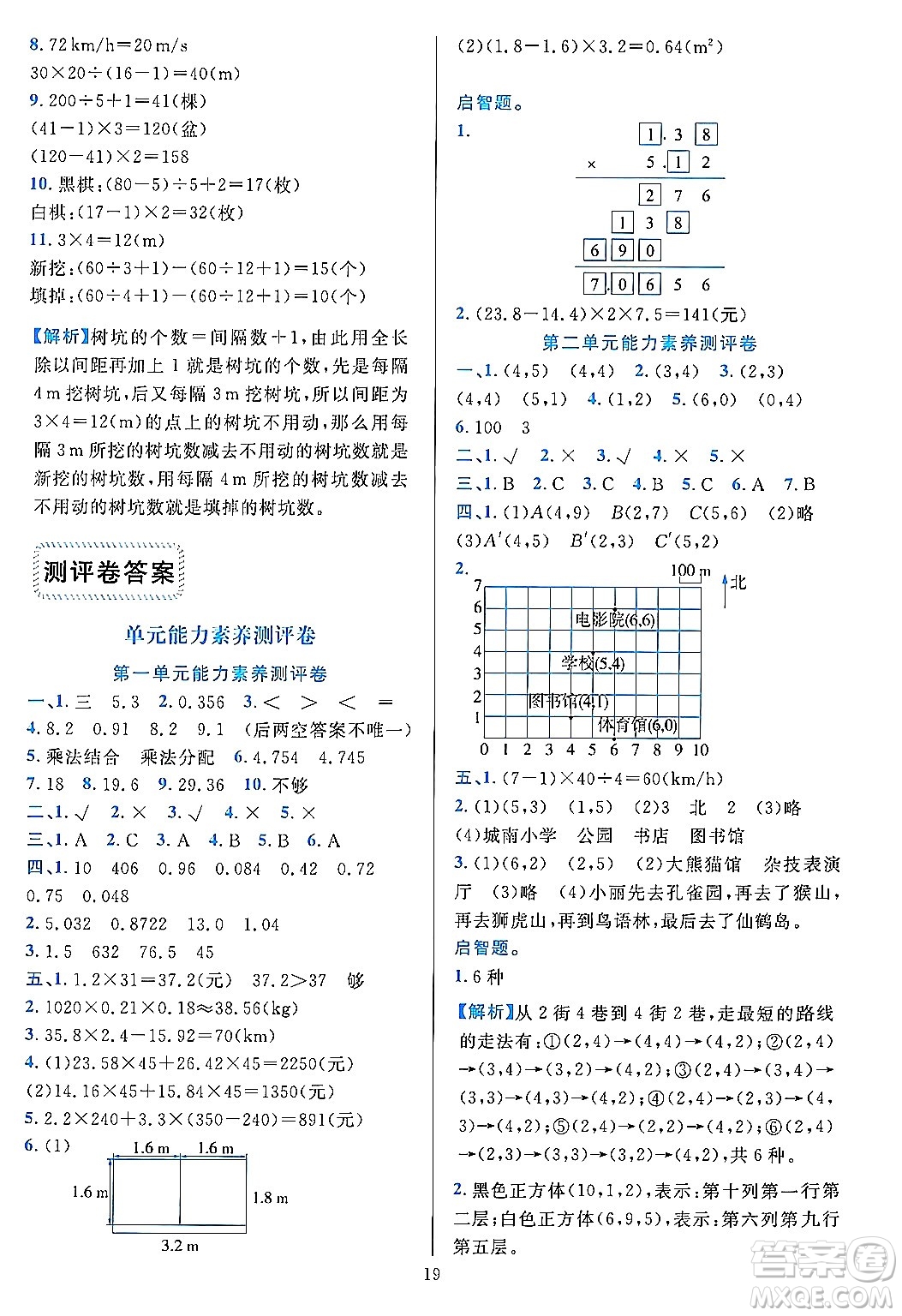 浙江教育出版社2023年秋全優(yōu)方案夯實(shí)與提高五年級數(shù)學(xué)上冊人教版答案