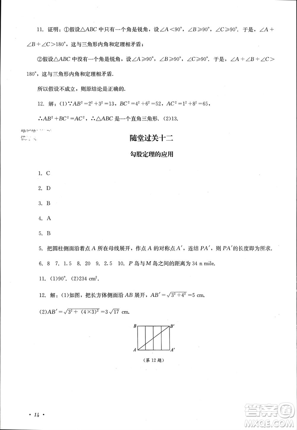 四川教育出版社2023年秋學(xué)情點評八年級數(shù)學(xué)上冊華東師大版參考答案