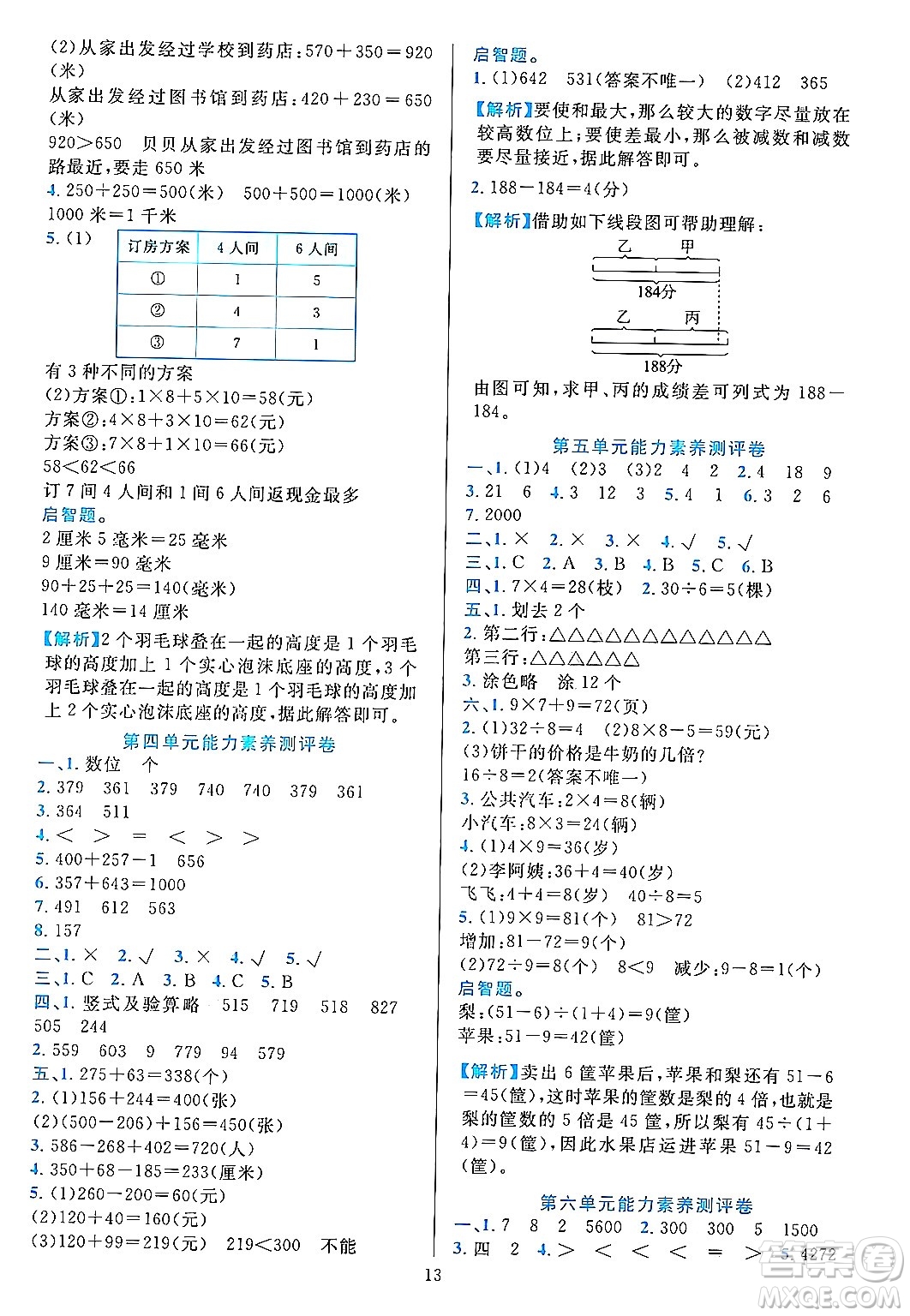 浙江教育出版社2023年秋全優(yōu)方案夯實與提高三年級數(shù)學上冊人教版答案