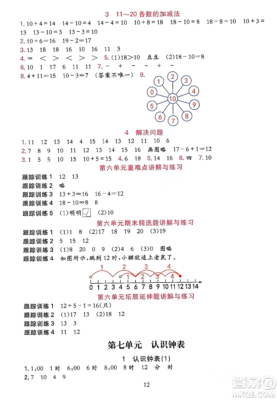 浙江教育出版社2023年秋全優(yōu)方案夯實與提高一年級數(shù)學(xué)上冊人教版答案