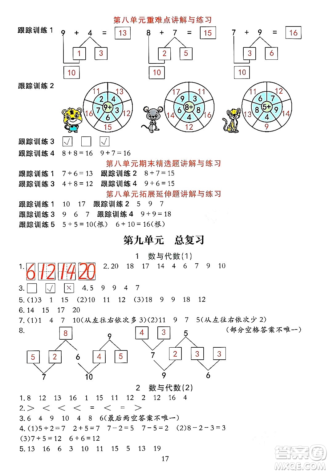 浙江教育出版社2023年秋全優(yōu)方案夯實與提高一年級數(shù)學(xué)上冊人教版答案