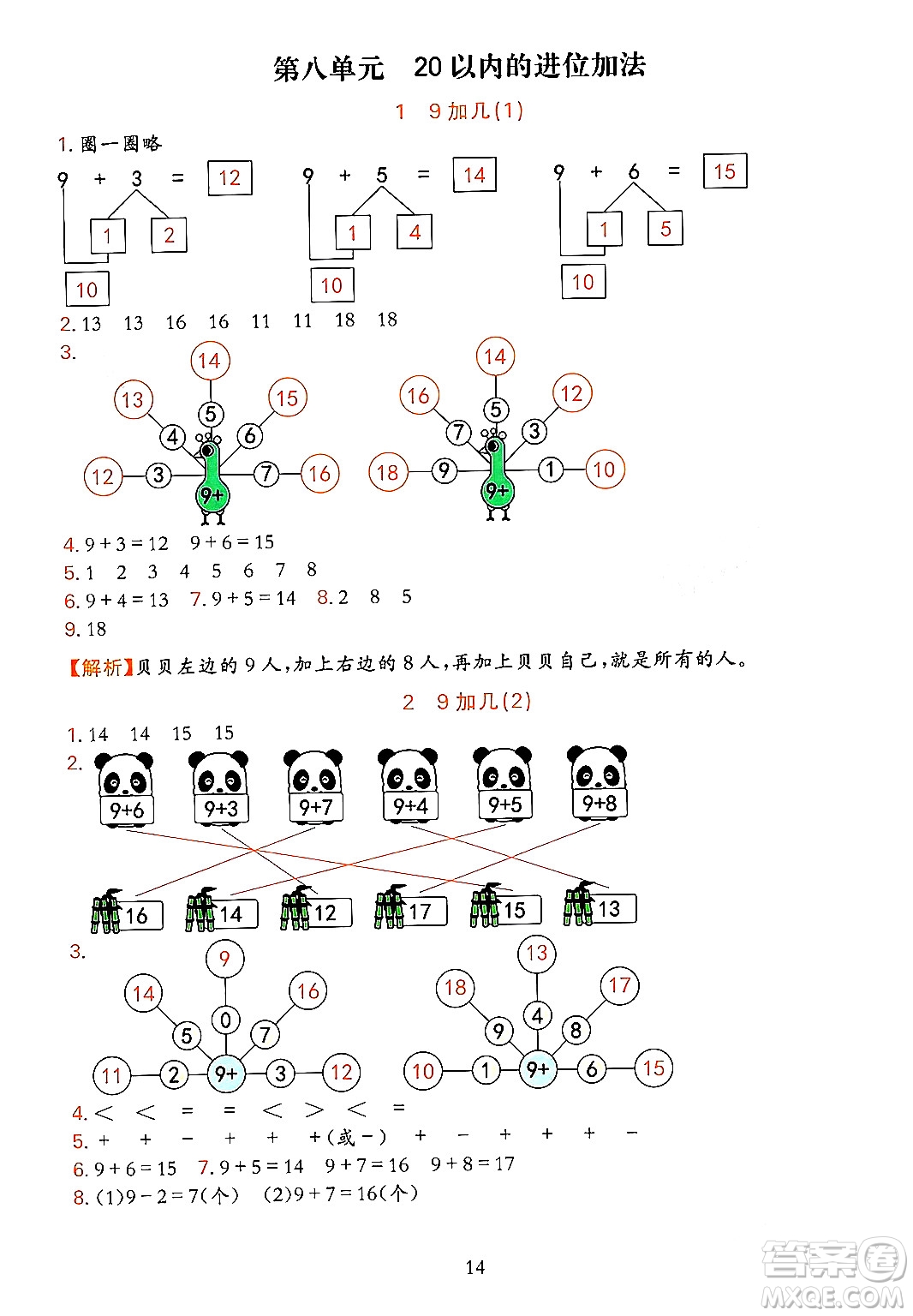 浙江教育出版社2023年秋全優(yōu)方案夯實與提高一年級數(shù)學(xué)上冊人教版答案